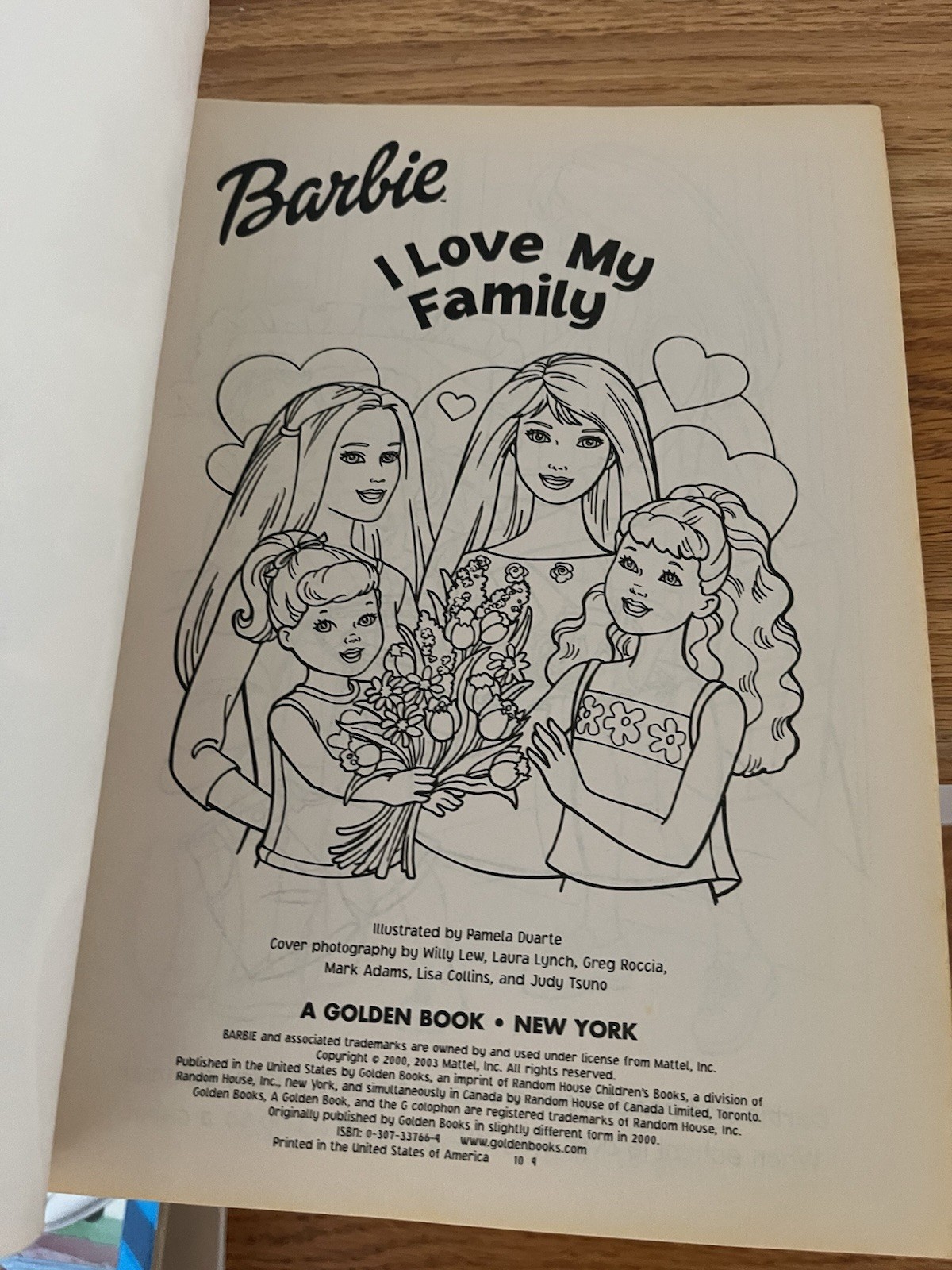 Barbie I Love My Family Coloring Book 5 pages marked on 2003