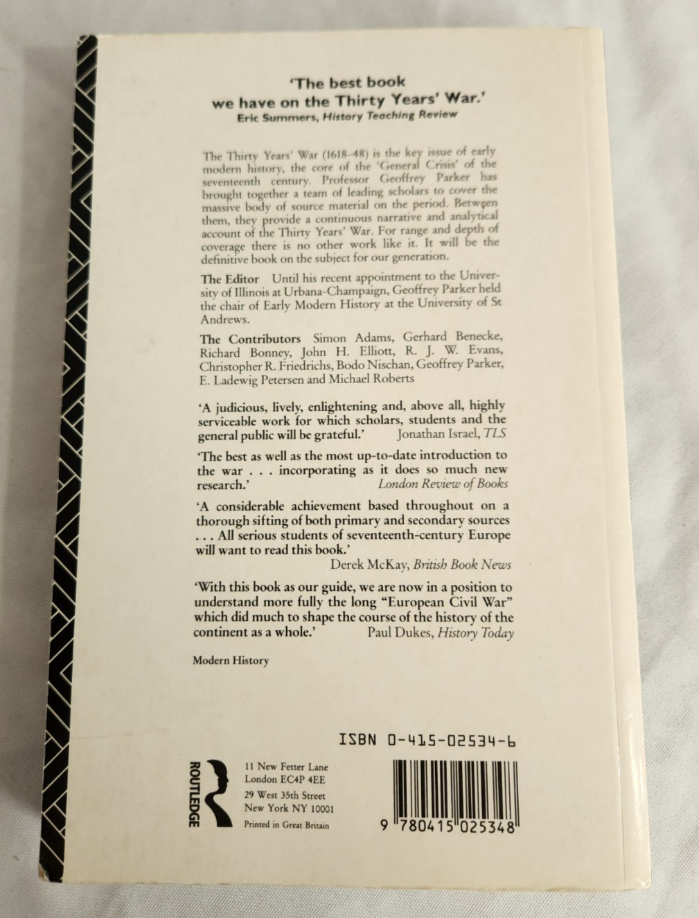 The Thirty Years’ War Edited by Parker, Geoffrey Illustrated, Maps