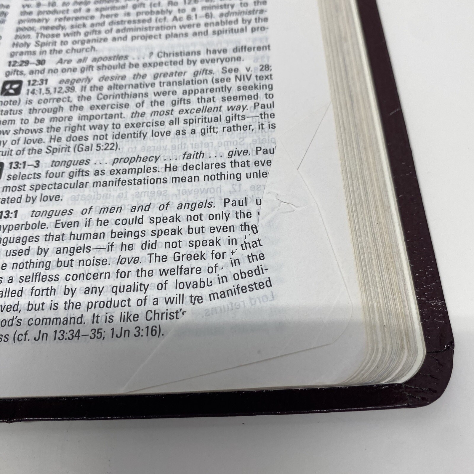 NIV Study Bible 10th Anniversary Edition Burgundy Leather Red Letter Used