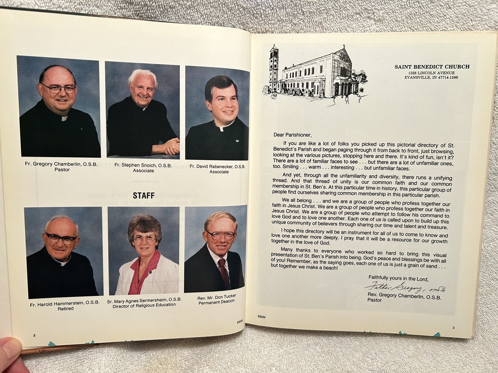 1992 Directory Saint Benedict Parish Evansville IN With Member Photos 106 Pages
