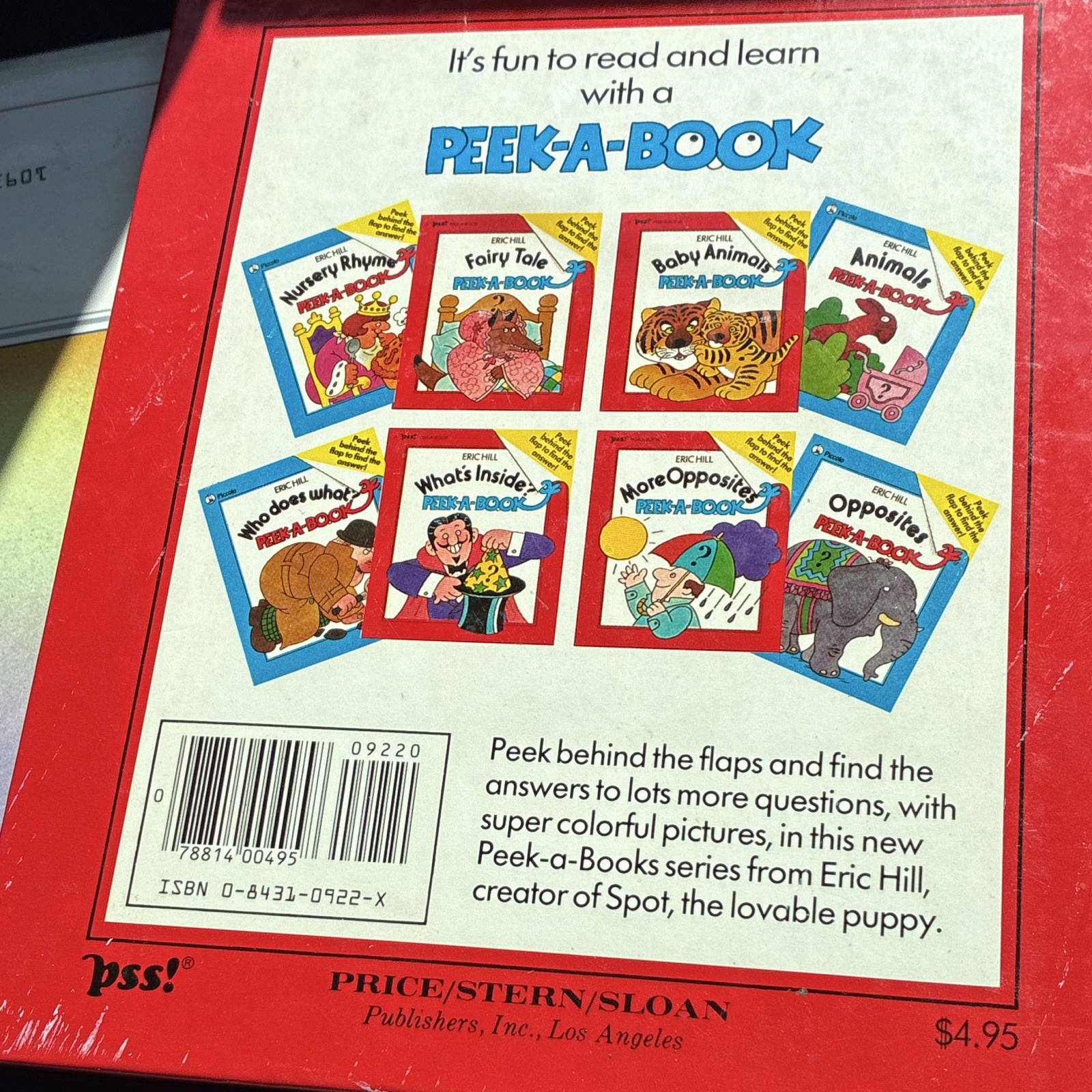 Eric Hill What’s Inside? Peek-a-Book HC Flap 1984 Price/Stern/Sloan