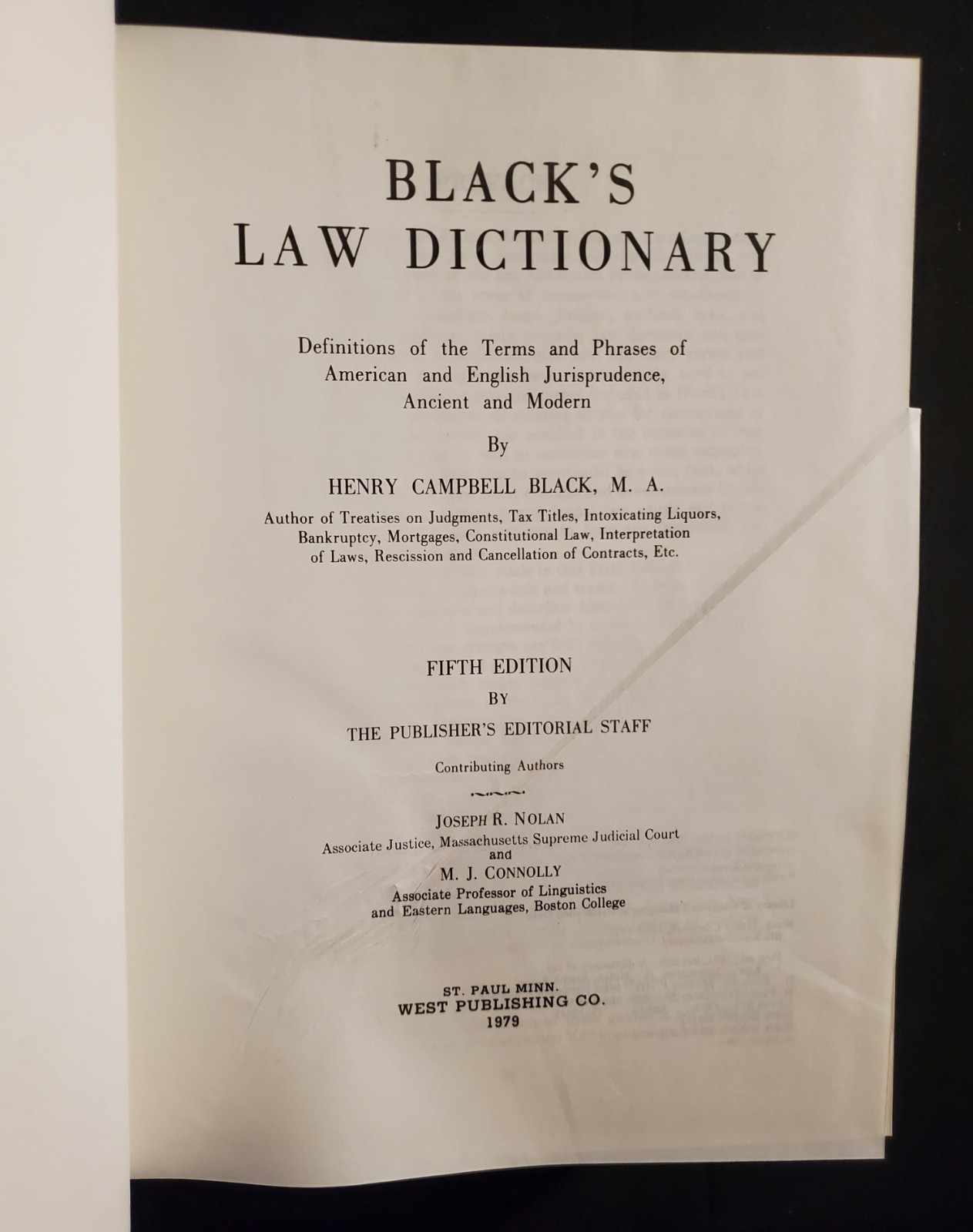 Black’s Law Dictionary — 5th Edition by Henry Campbell Black (1979).