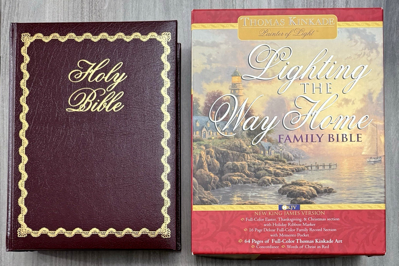Thomas Kinkade Family Bible NKJV Lighting the Way Home PADDED Bonded Leather Ed.