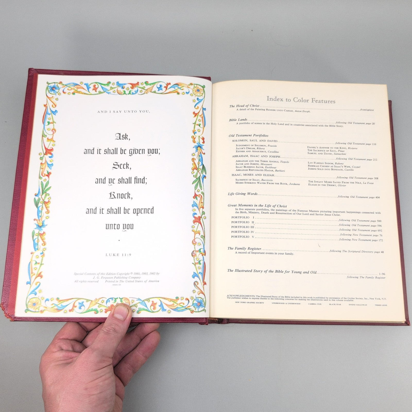 Vintage Holy Bible King James Guiding Light Ferguson HC Burgundy Illustrated USA