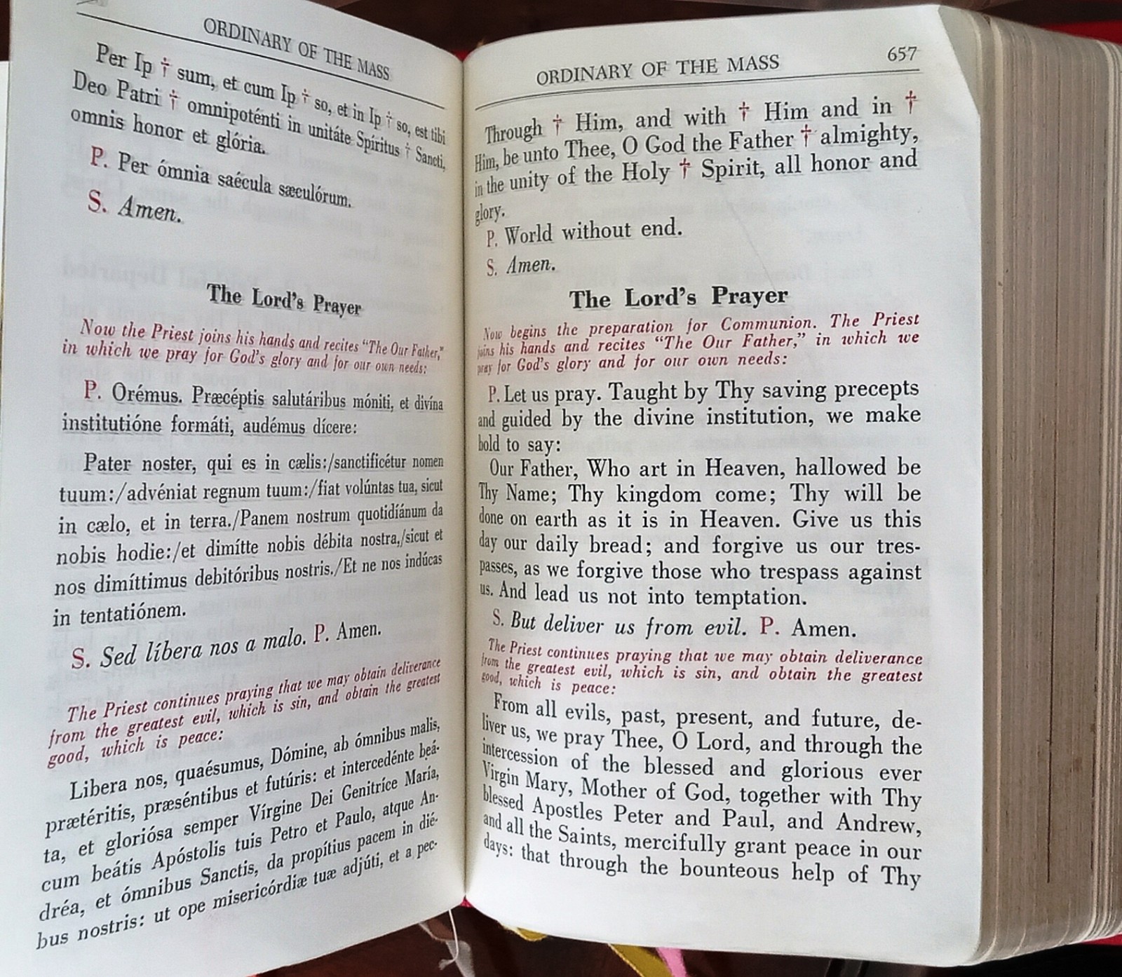 ANTIQUE CATHOLIC LATIN ENGLISH MISSAL; FINE BINDING; TLM BRIGHT GILT; CA.. 1960