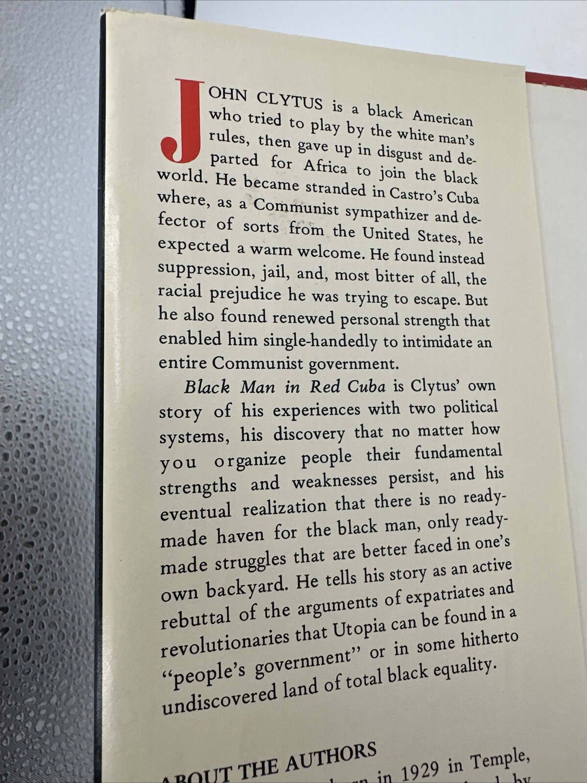 Black Man In Red Cuba John Clytus 1970 Hardcover 158 Pages Castro