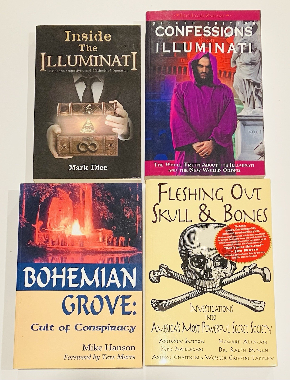 Cult & Conspiracy 4 Book Lot: Illuminati, Bohemian Grove, Skull And Bones