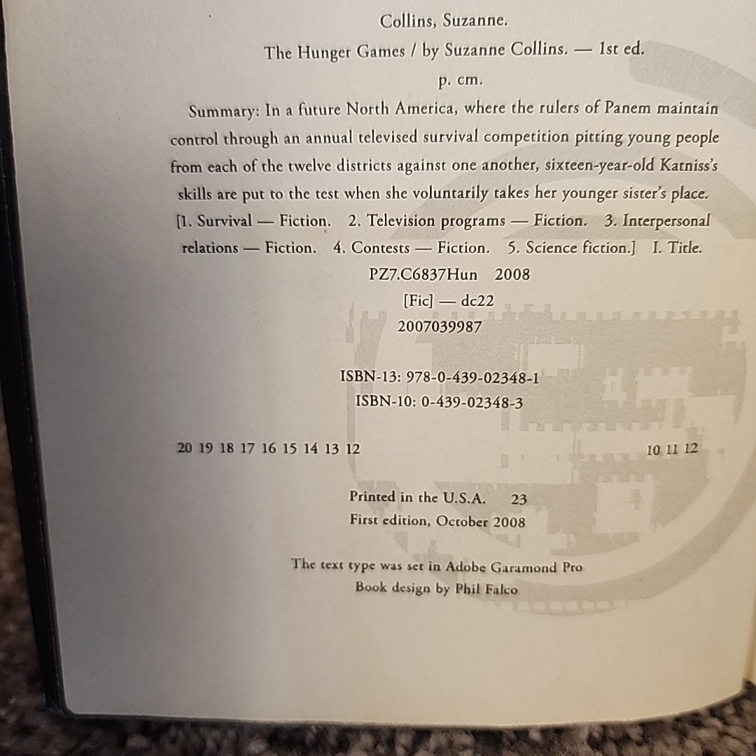 THE HUNGER GAMES – First Edition – 12th Print 2008- Suzanne Collins