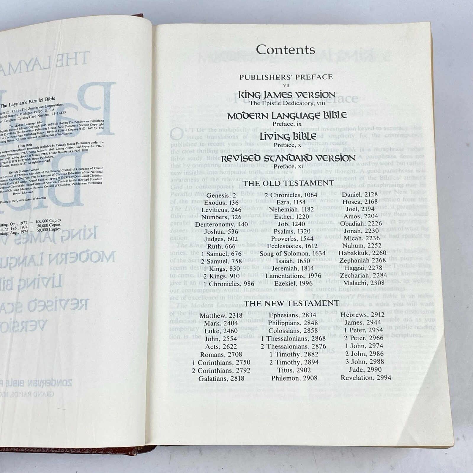 Layman’s Parallel Bible KJV MLB Living Bible RSV Zondervan Hardcover 1973 VTG
