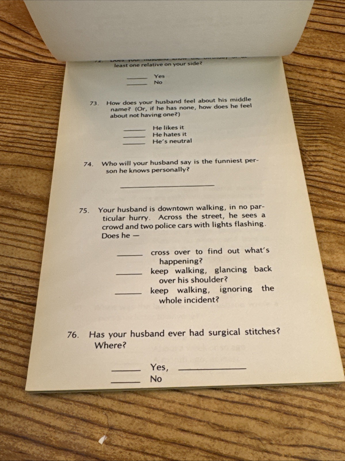 Vintage 1979 Do You Know Your Husband By Dan Carlinsky Workbook