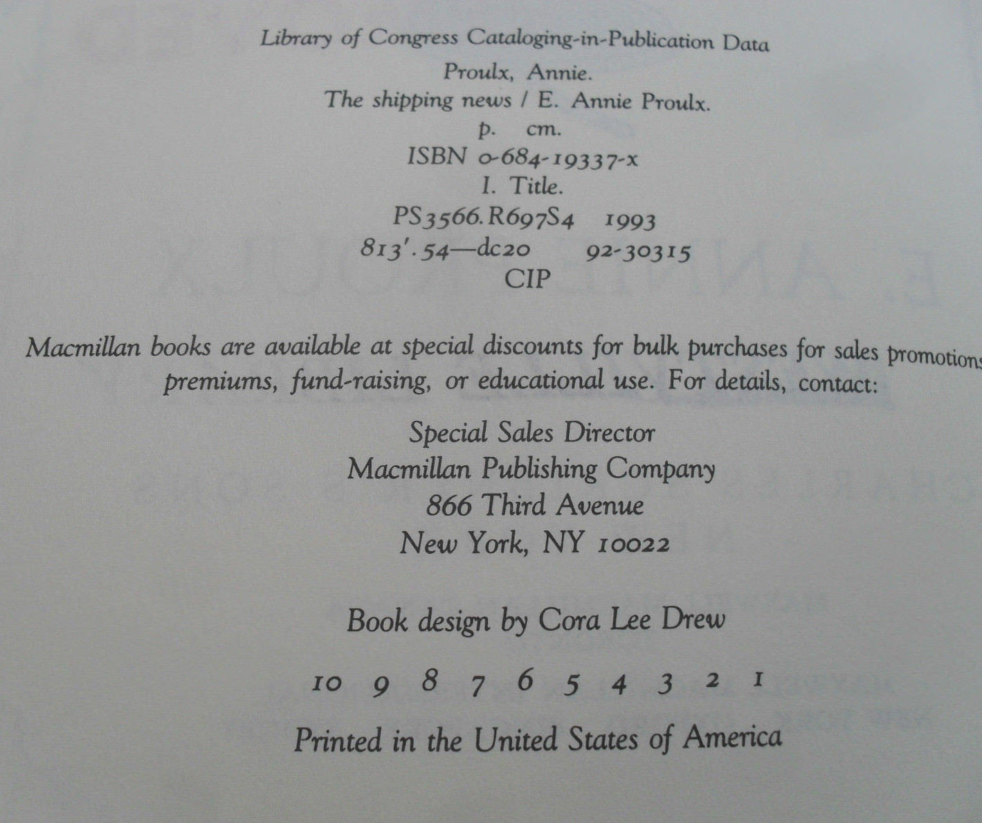 E. Annie Proulx – THE SHIPPING NEWS – TRUE 1st ed / 1st ptg HB/DJ 1993 Pulitzer
