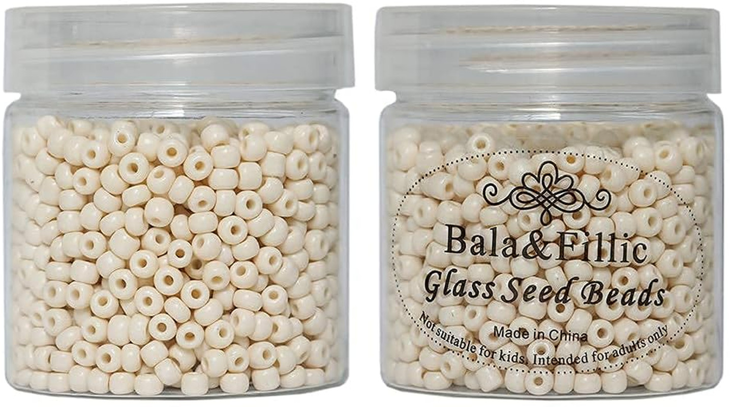 Beige Color 4Mm Glass Seed Beads about 1400Pcs in Box 6/0 Glass Craft Seed Beads