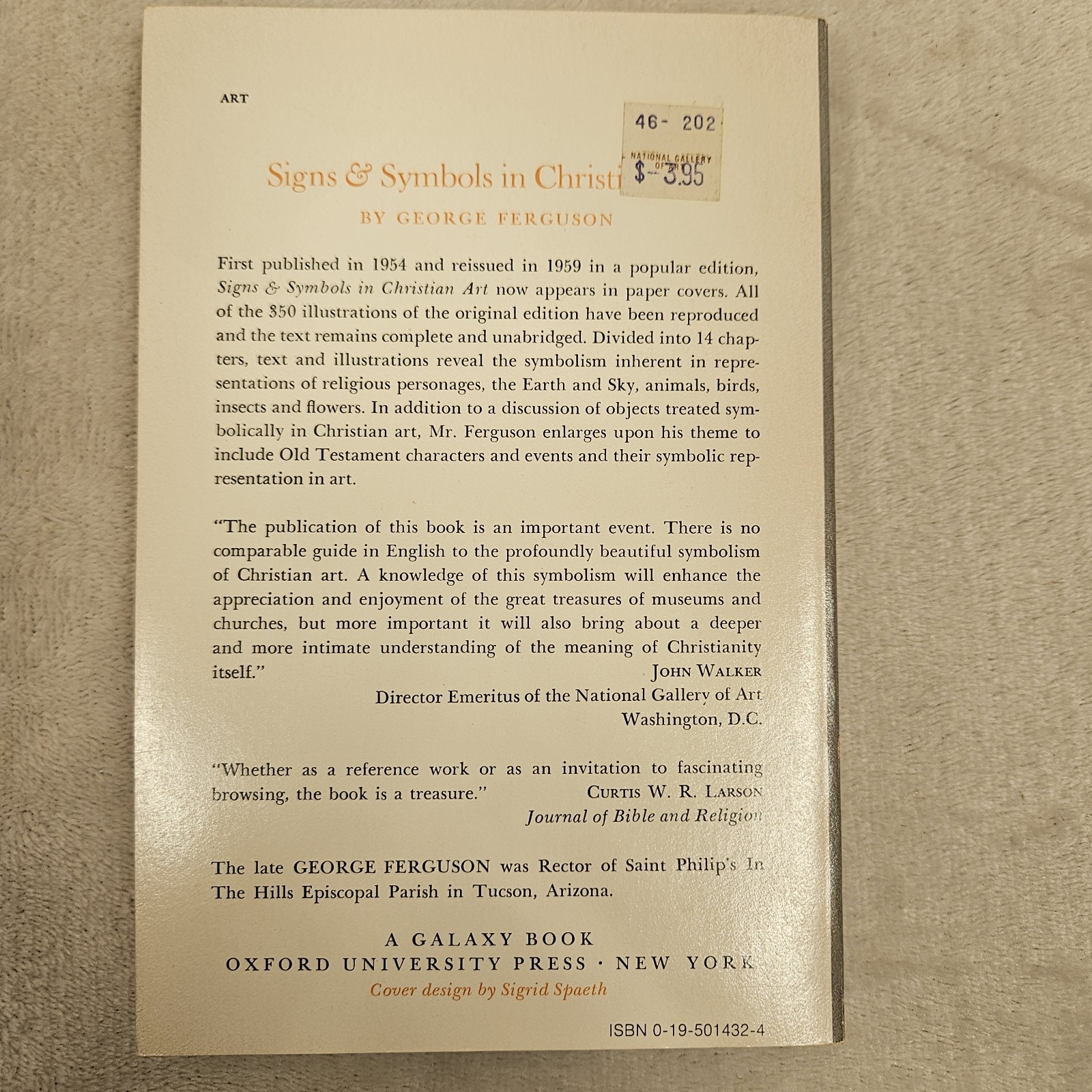 1977 Signs & Symbols In Christian Art Book By George Ferguson Papberback