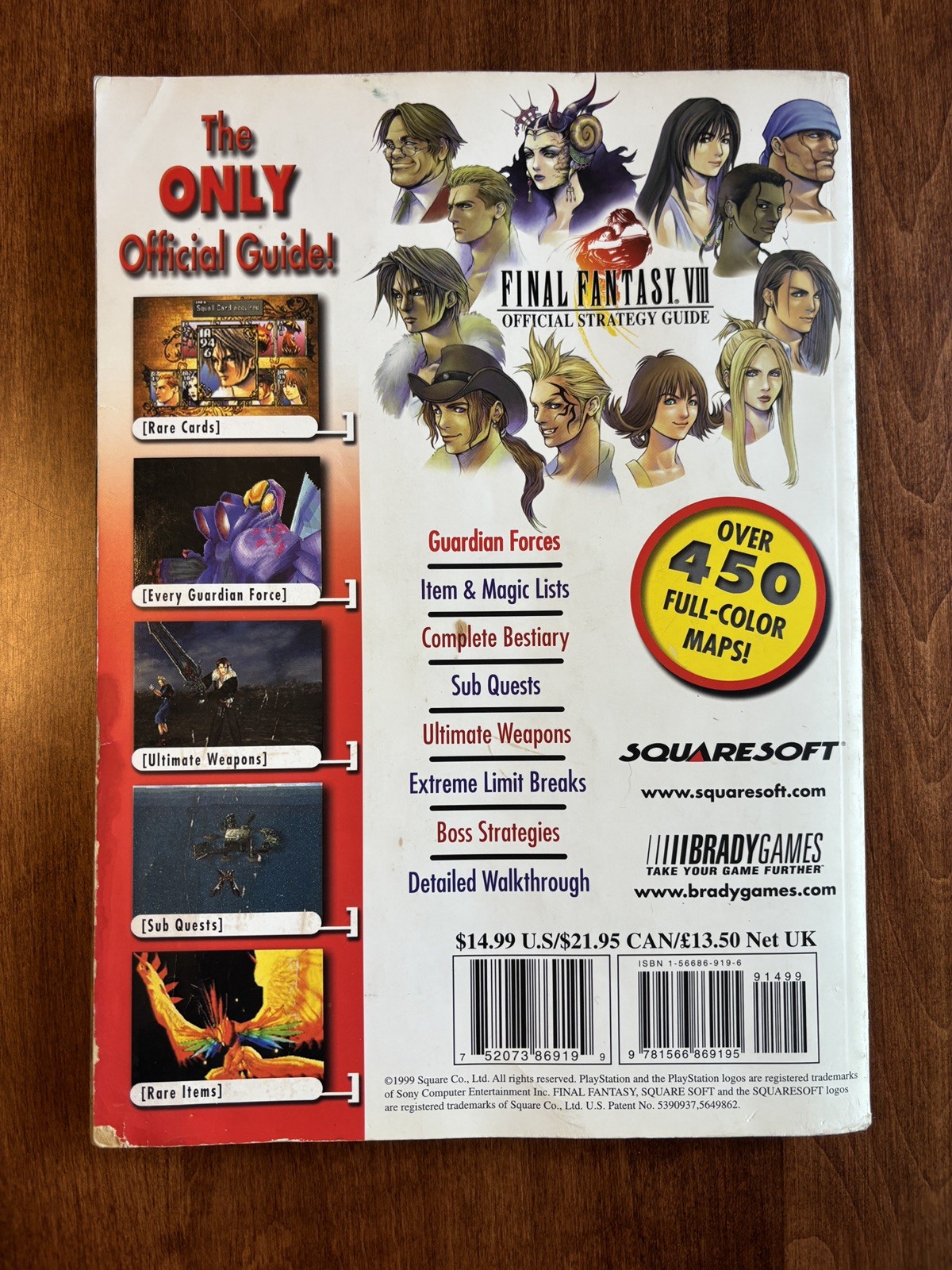 Brady Games Final Fantasy VIII 8 Foil Official Guide from 1999 Missing poster