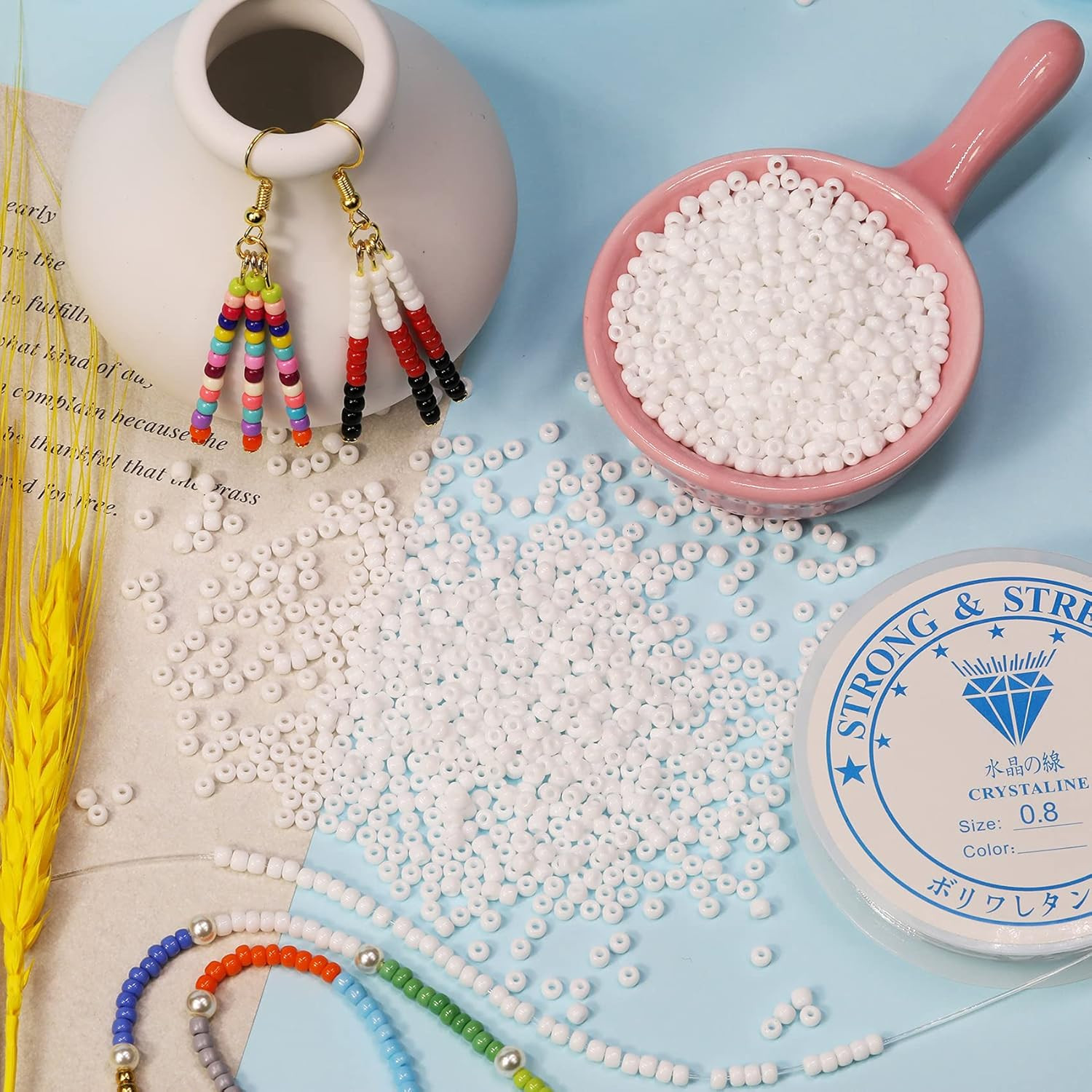 White Color 3Mm Seed Beads about 3600Pcs/100Grams in Bag, 8/0 Glass Craft Beads