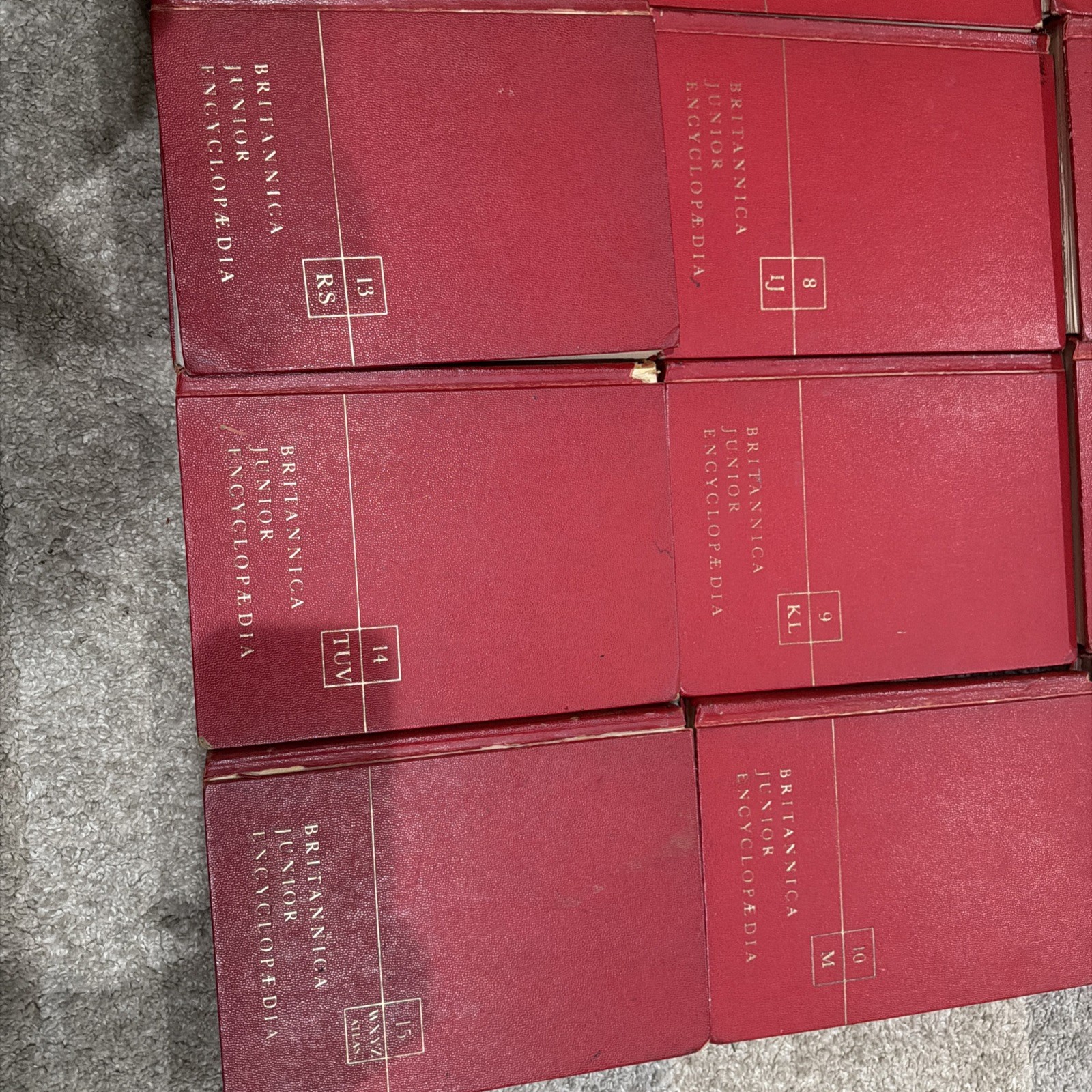 Britannica Junior Encyclopedia Red Gold Complete Set (Volumes 1-15)
