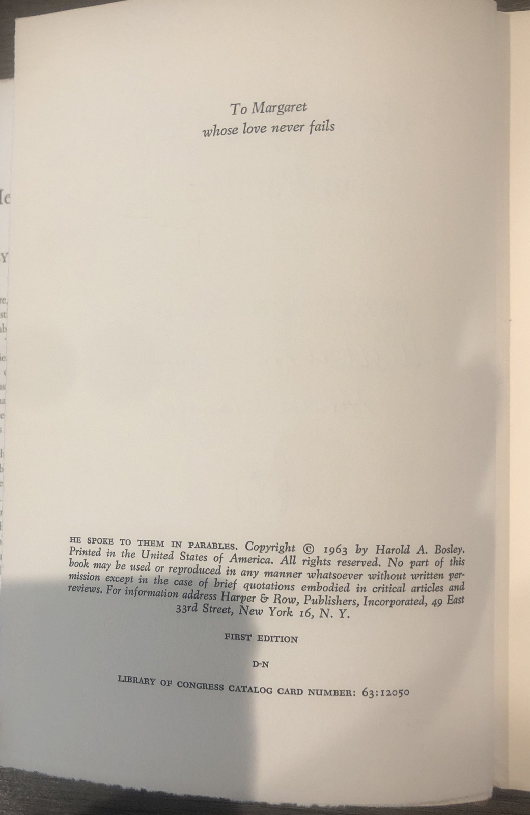 He Spoke to Them In Parables- Harold Bosley First edition 1963 HC DJ Autographed