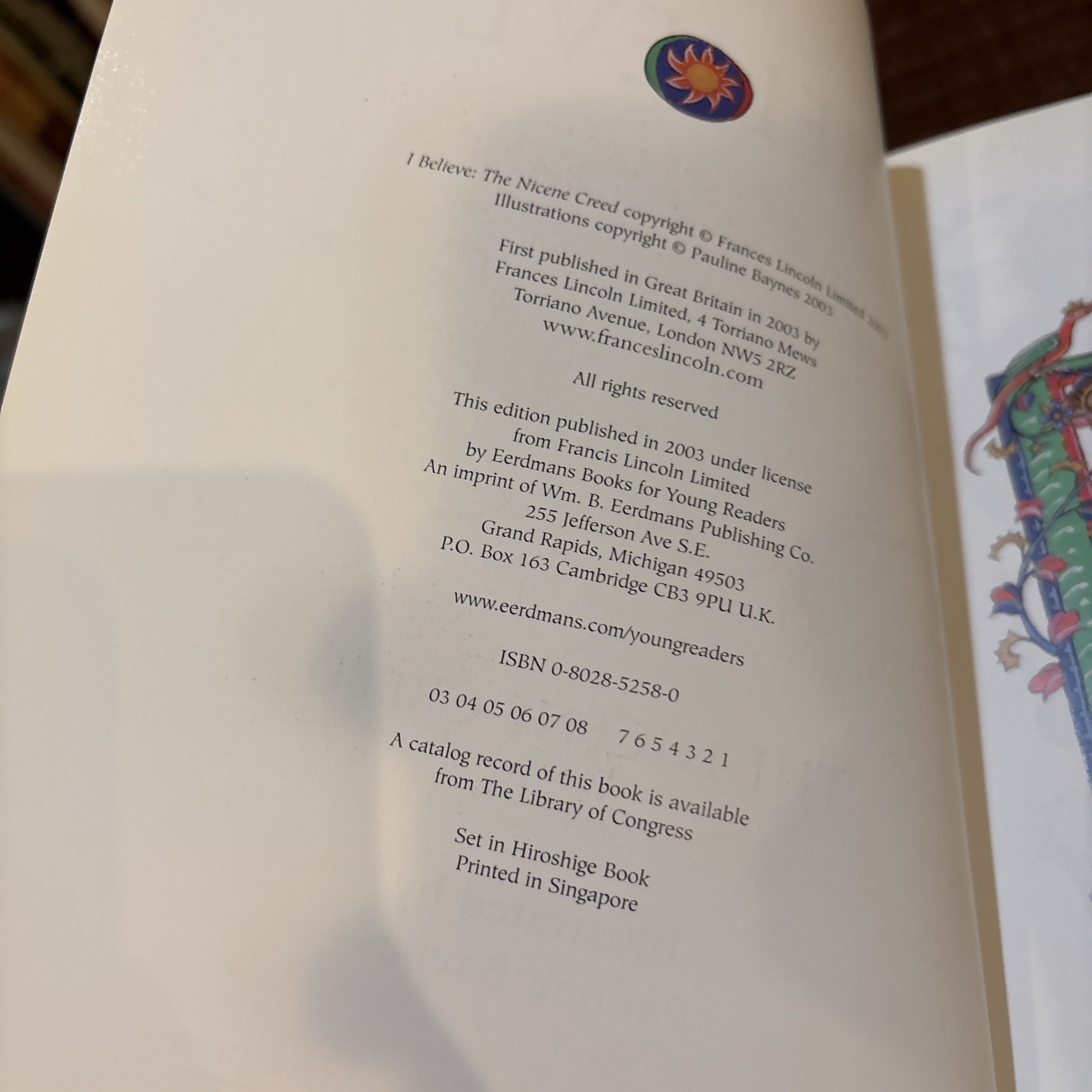 I BELIEVE: THE NICENE CREED By Pauline Baynes First Printing Hardcover