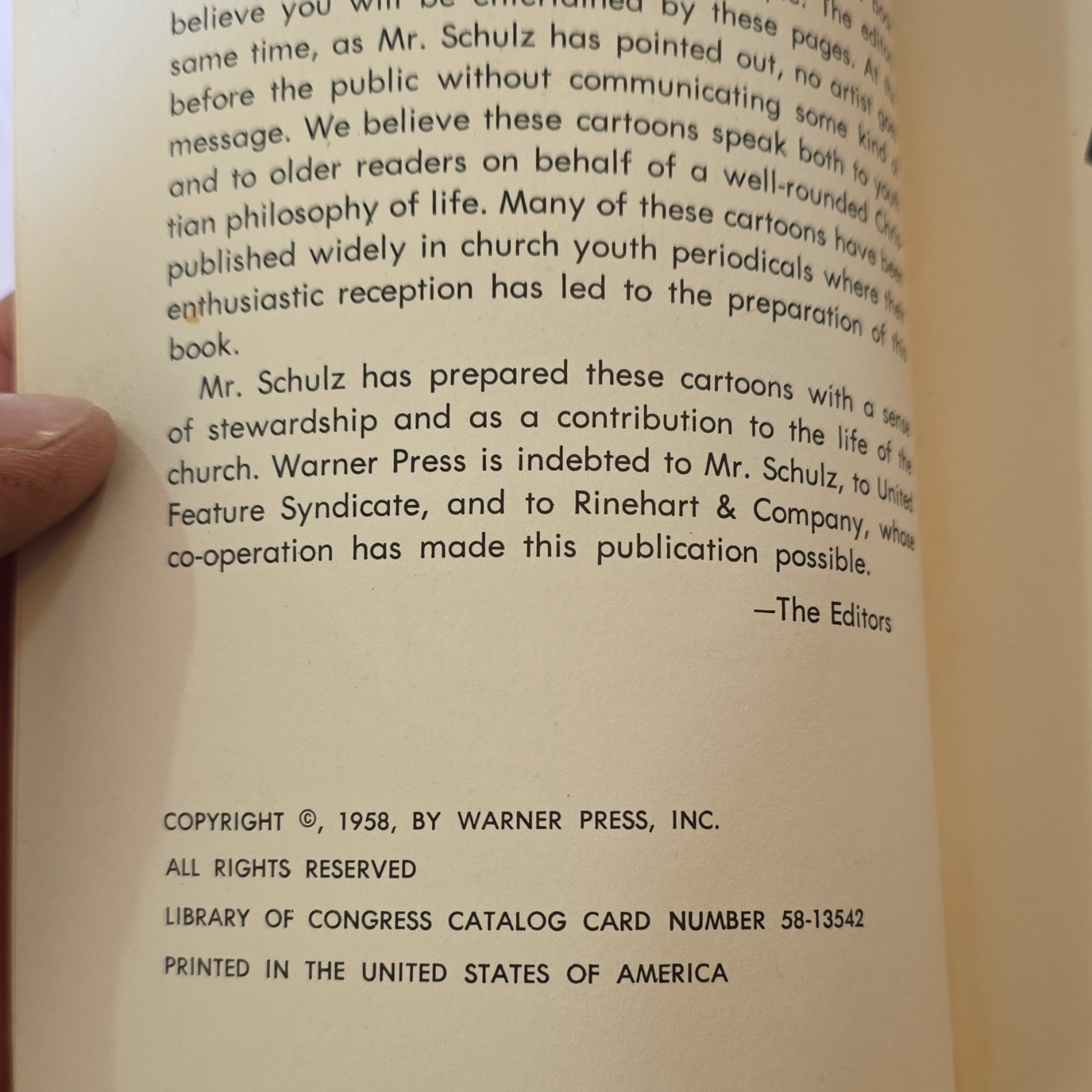 Young Pillars by Charles M. Schulz Warner Press 1958 Paperback Illustrated