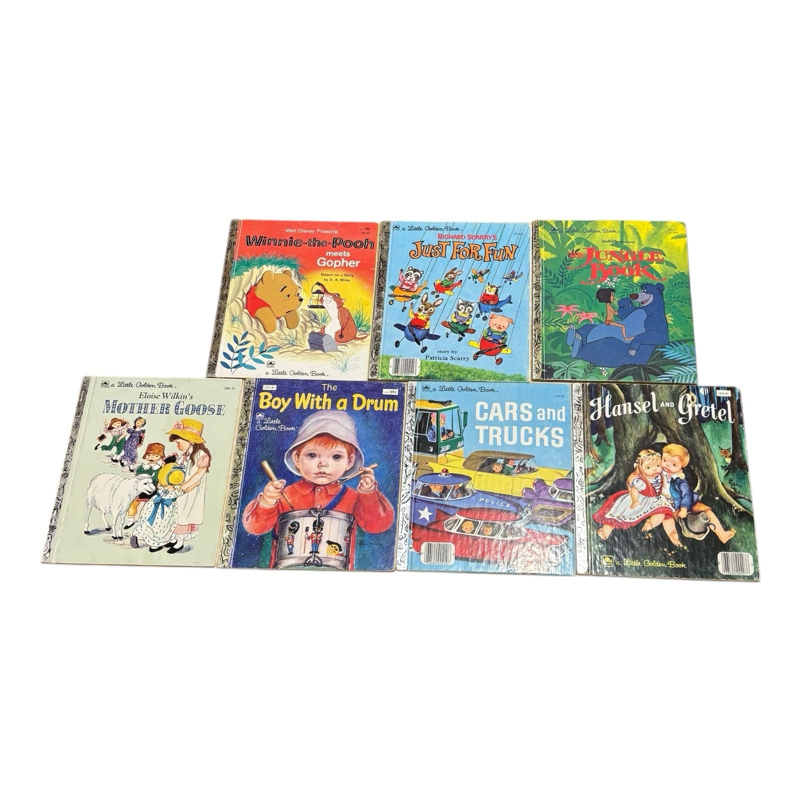 Vintage Children’s Book Lot of 7 Golden Books Random House Pooh 1960s–1980s