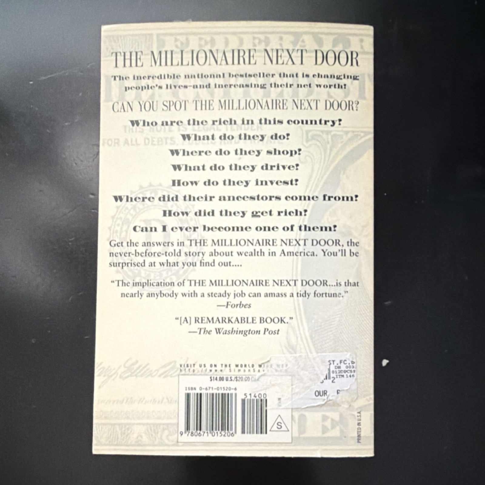The Millionaire Next Door by Stanley & Danko, Paperback, Business & Economics