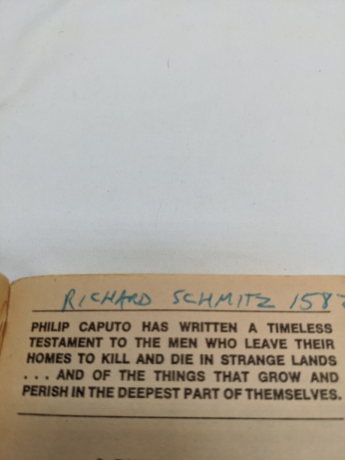A Rumor Of War Philip Caputo Paperback Novel