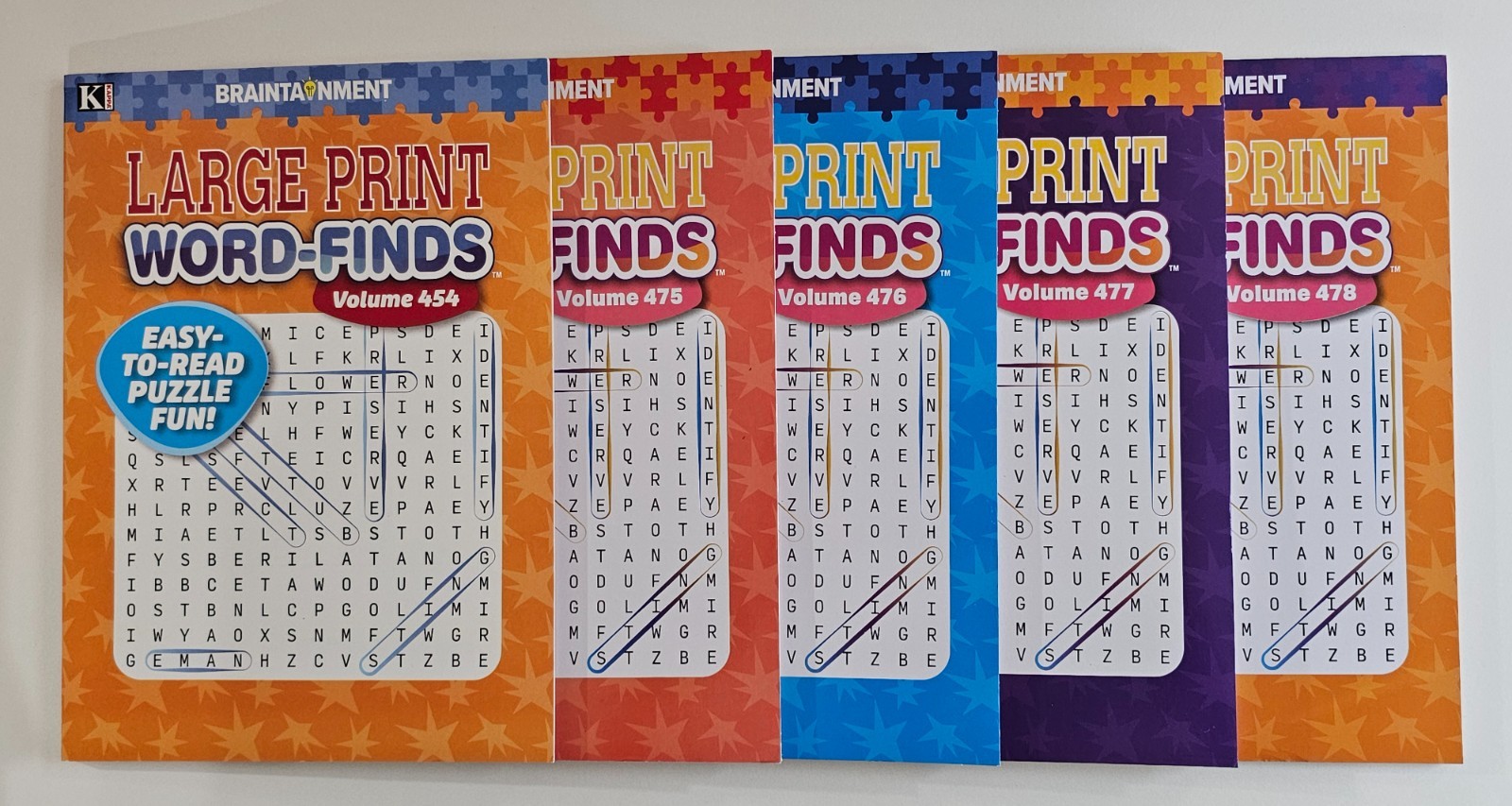 5 New Large Print Word-Finds Puzzle Books Kappa Games Vol #454-478 ~ Search,Hunt