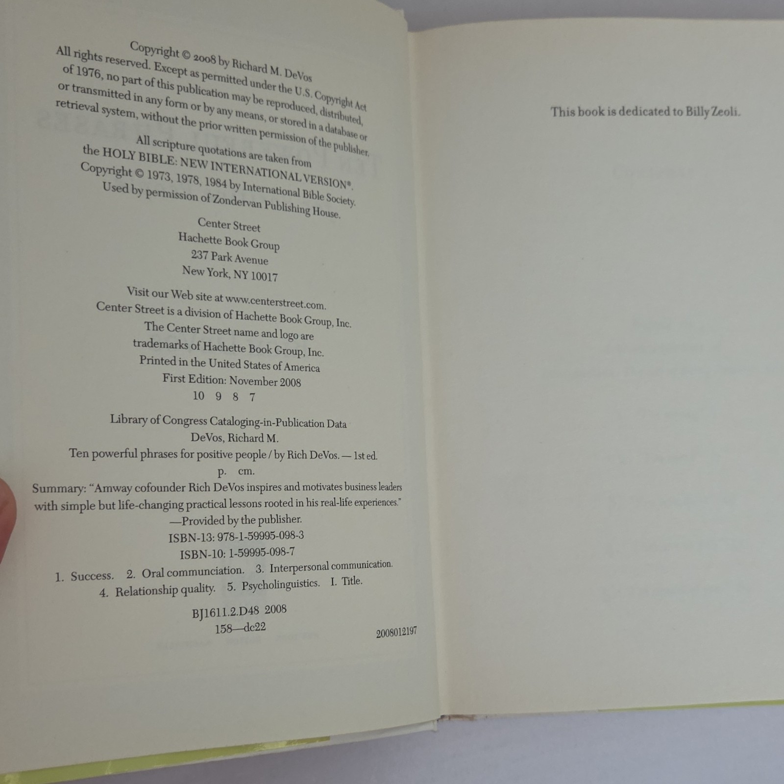 Ten Powerful Phrases Rich DeVos Hardcover Center Street Success Communication