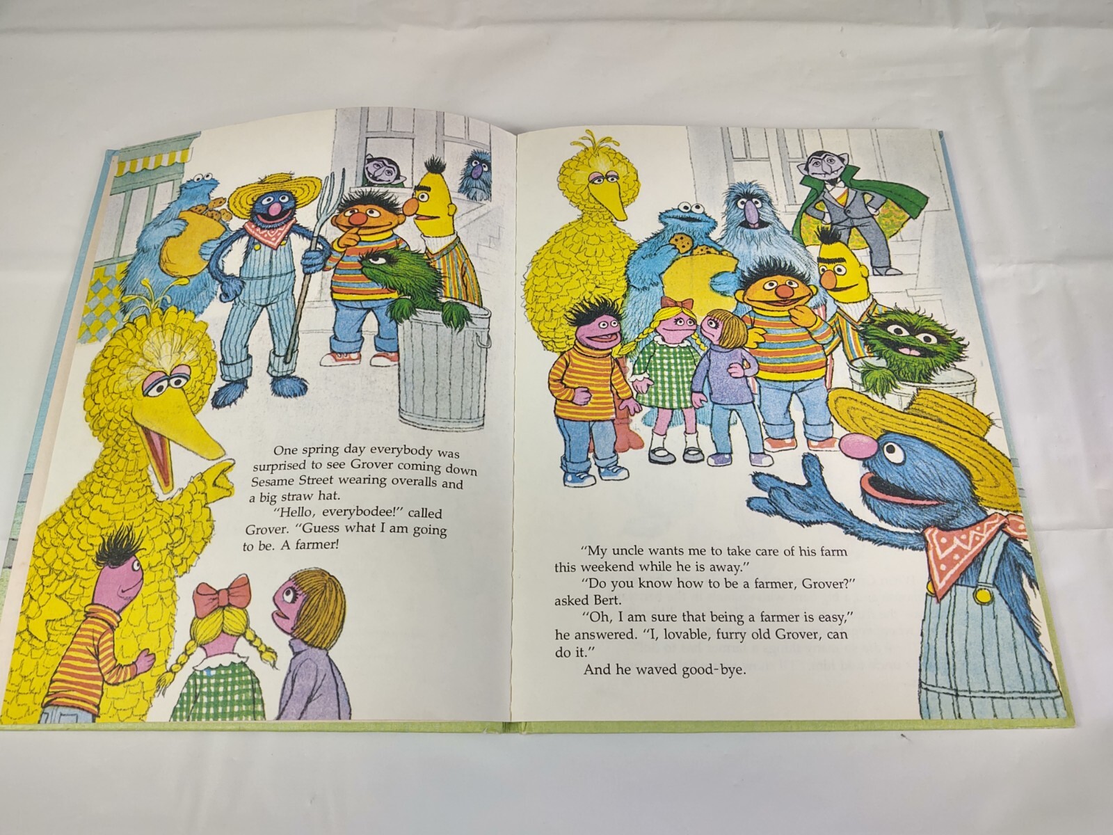 Vtg 1980 Down On The Farm With Grover Book Sesame Street Book Club Golden CTW