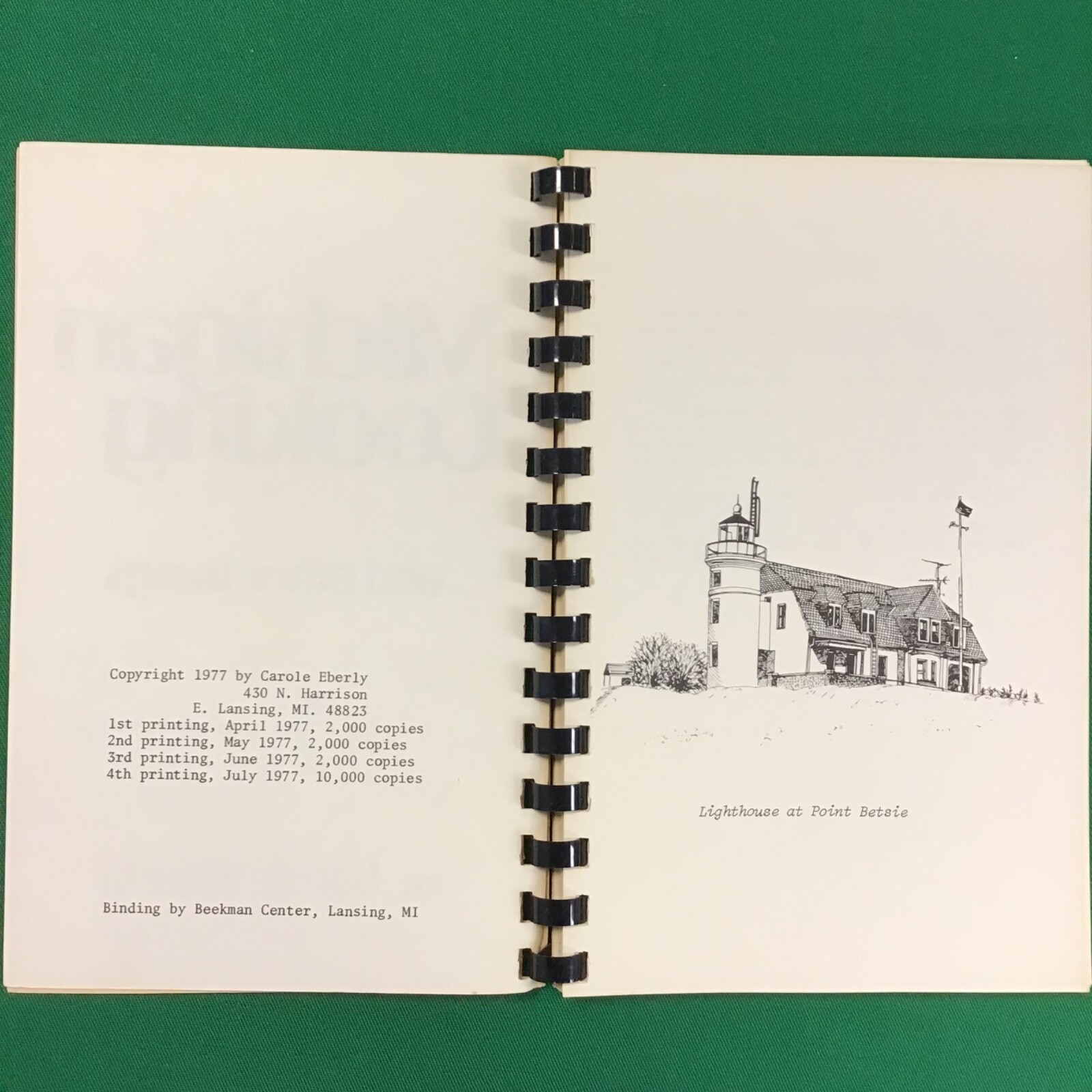 Lansing Michigan Cooking by Carole Eberly Vtg 1977 Cookbook SEE INDEX 4th Print