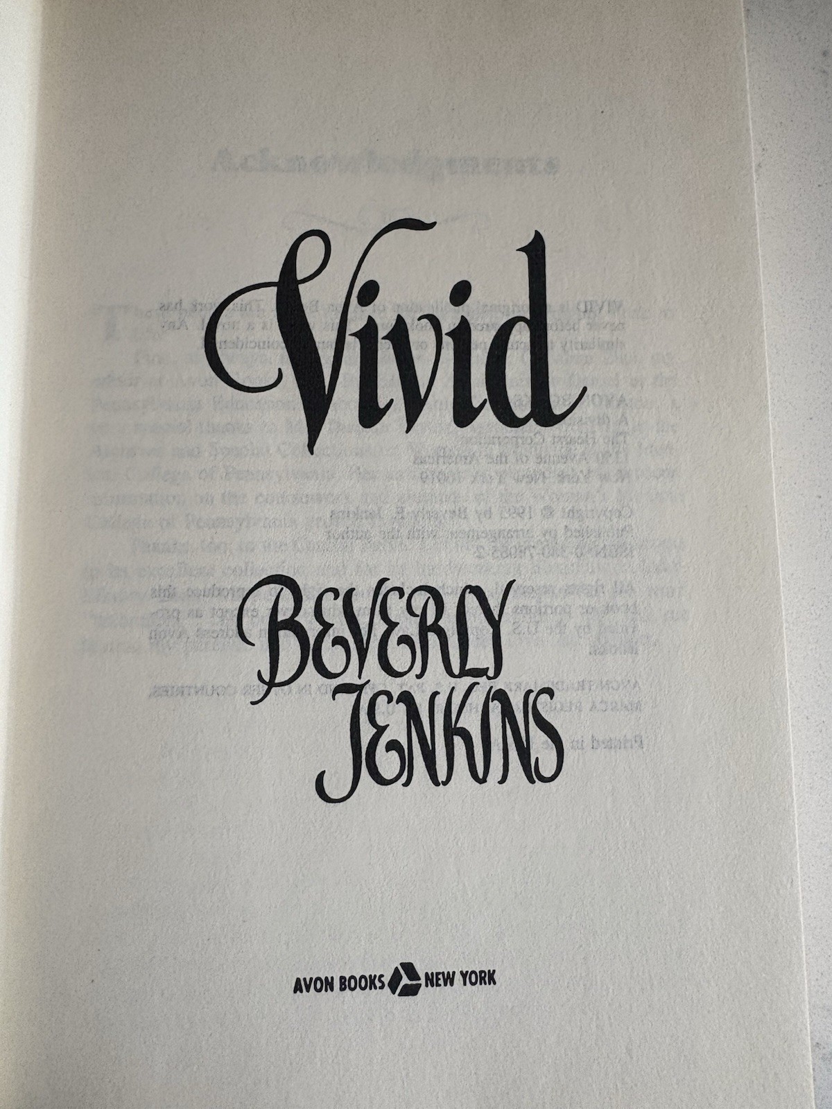 Beverly Jenkins Vivid Hardcover 1995 RARE | Excellent Condition