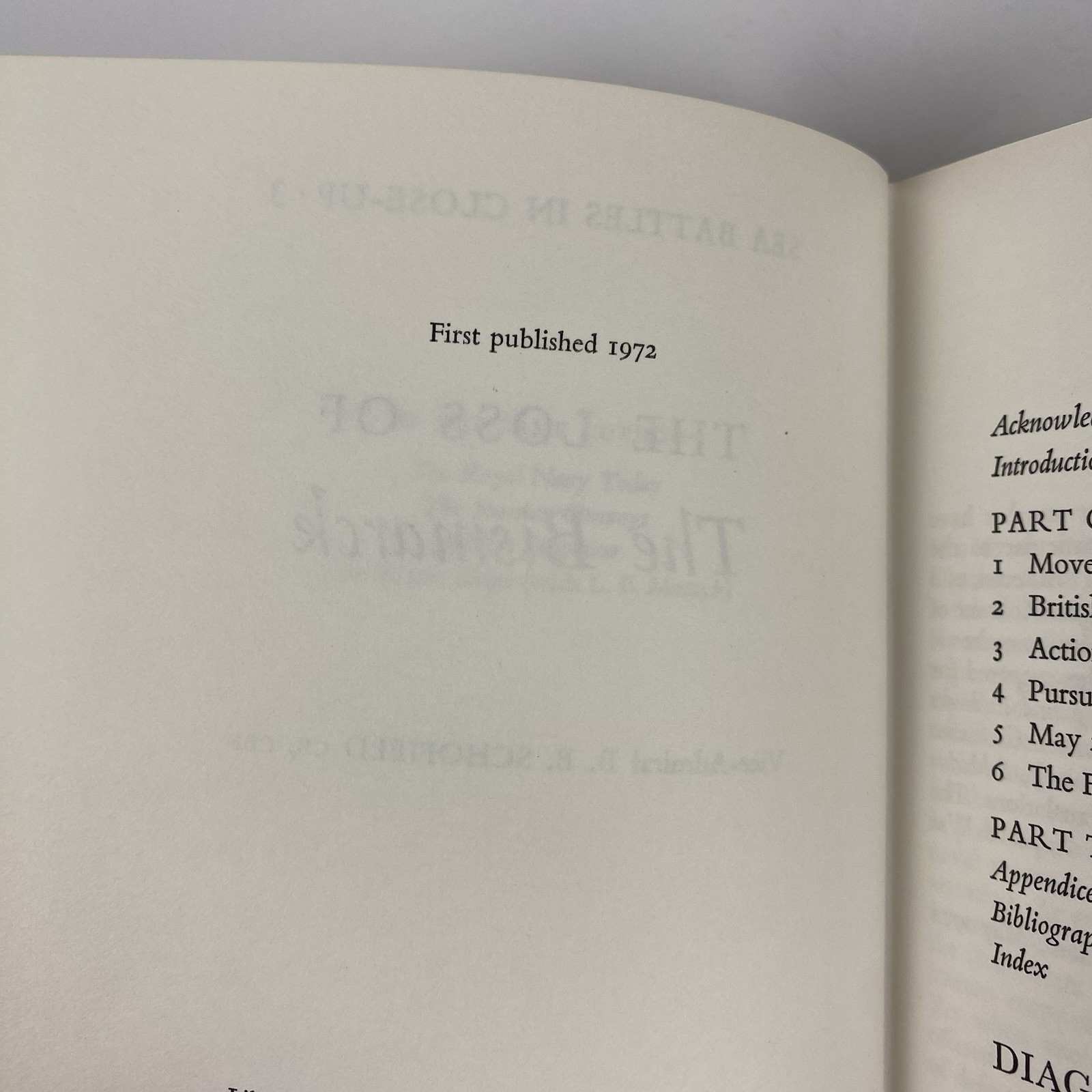 Loss Of The Bismarck Vice Admiral B.B. Schofield Naval Institute Press HCDJ 1972