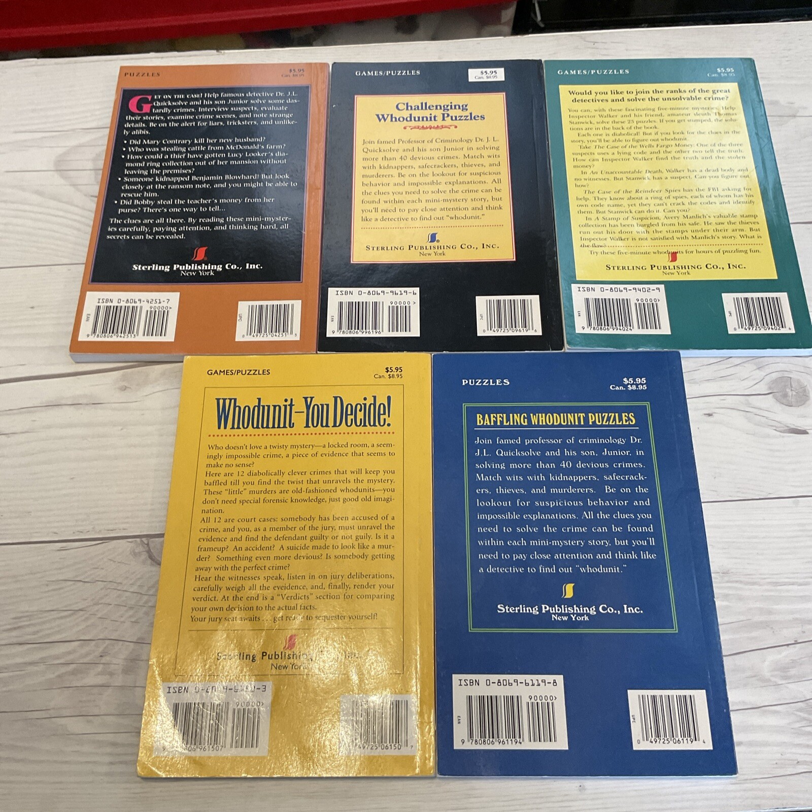 Whodunit Puzzles Sterling Book Lot Of 5 Mysteries(1604/2)