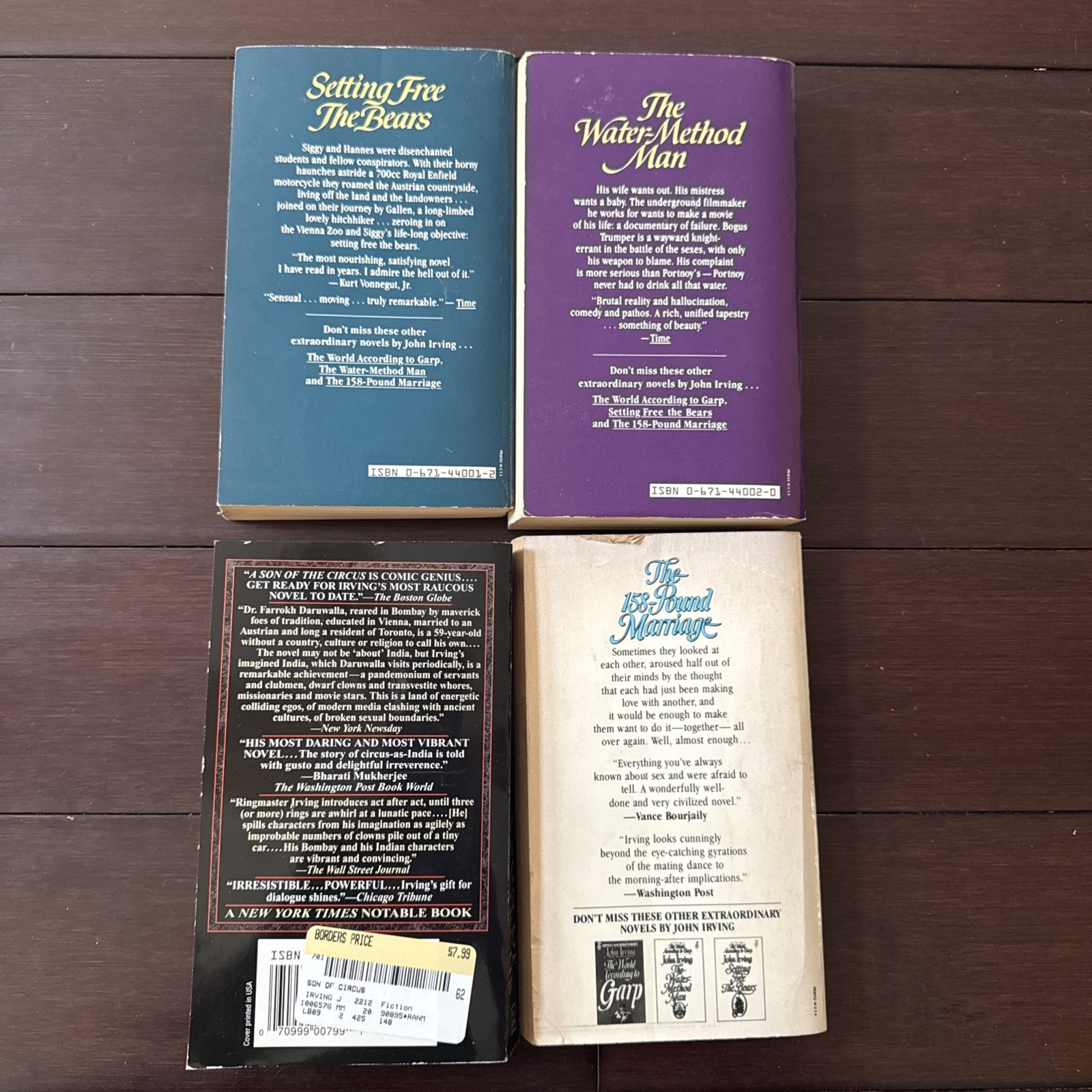 John Irving Lot of 4 Paperback Books (See photos for titles)