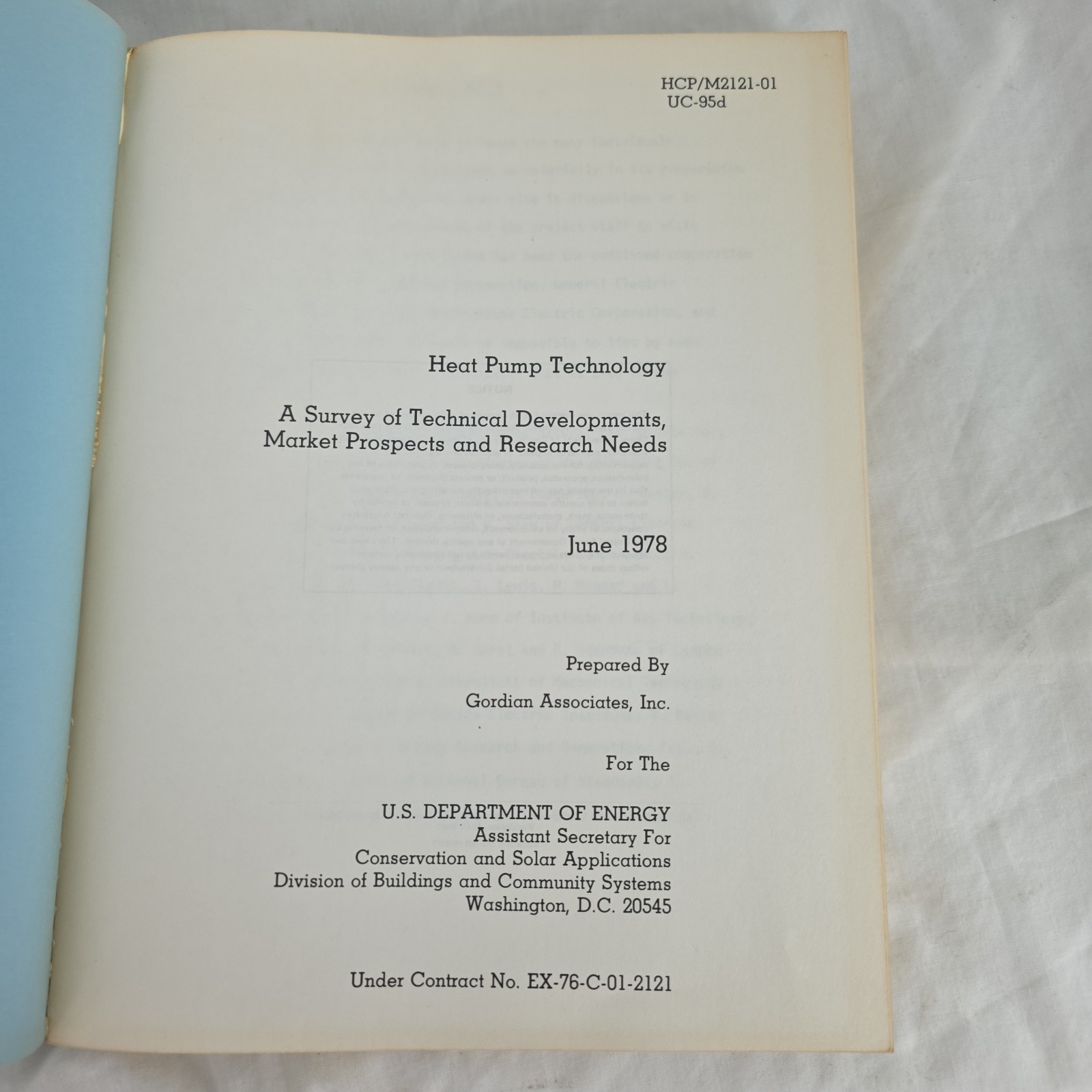 Vintage 1978 Book. Heat Pump Technology. Prepared For US Dept Of Energy