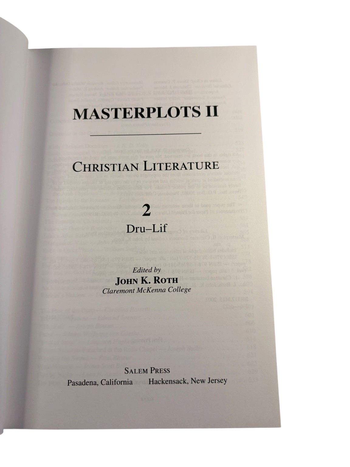 Masterplots II Christian Literature John K. Roth 2008 First Printing 4 Vol Set