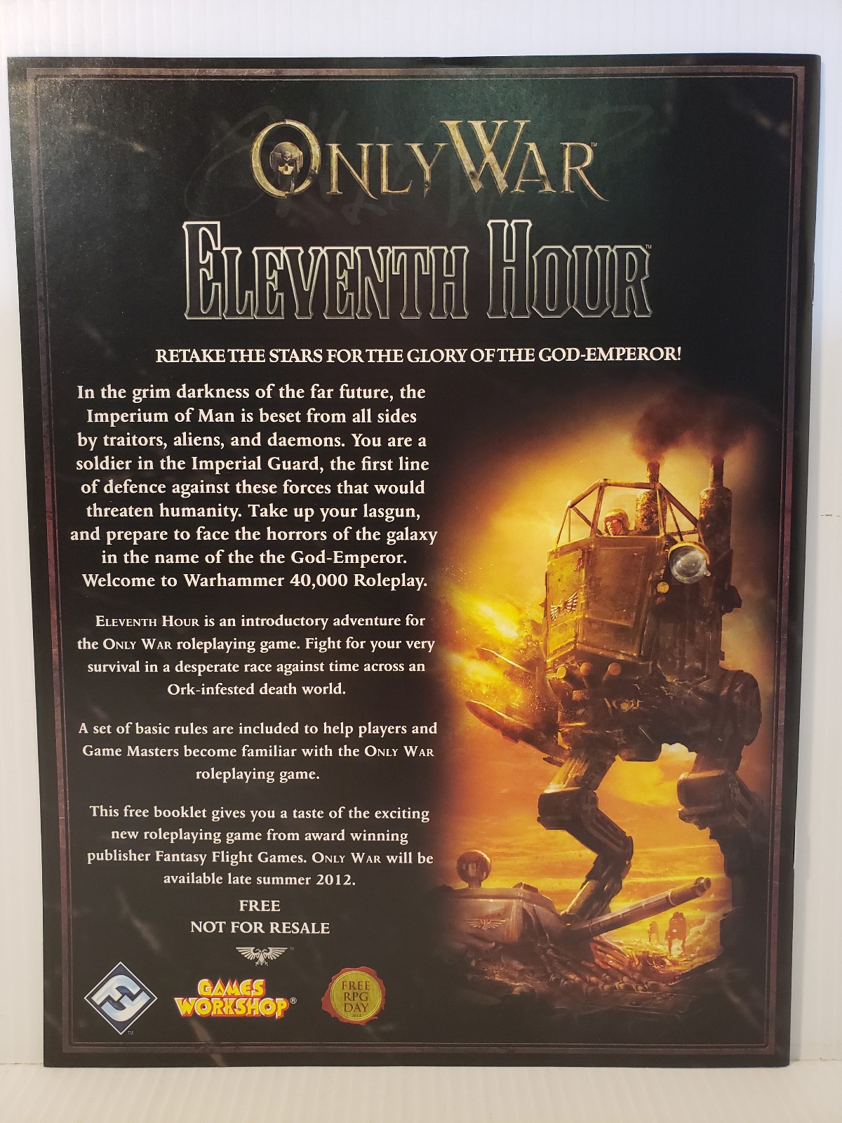 Only War Eleventh Hour Free RPG Day 2012 Warhammer 40,000 WH40K Rulebook IGP01