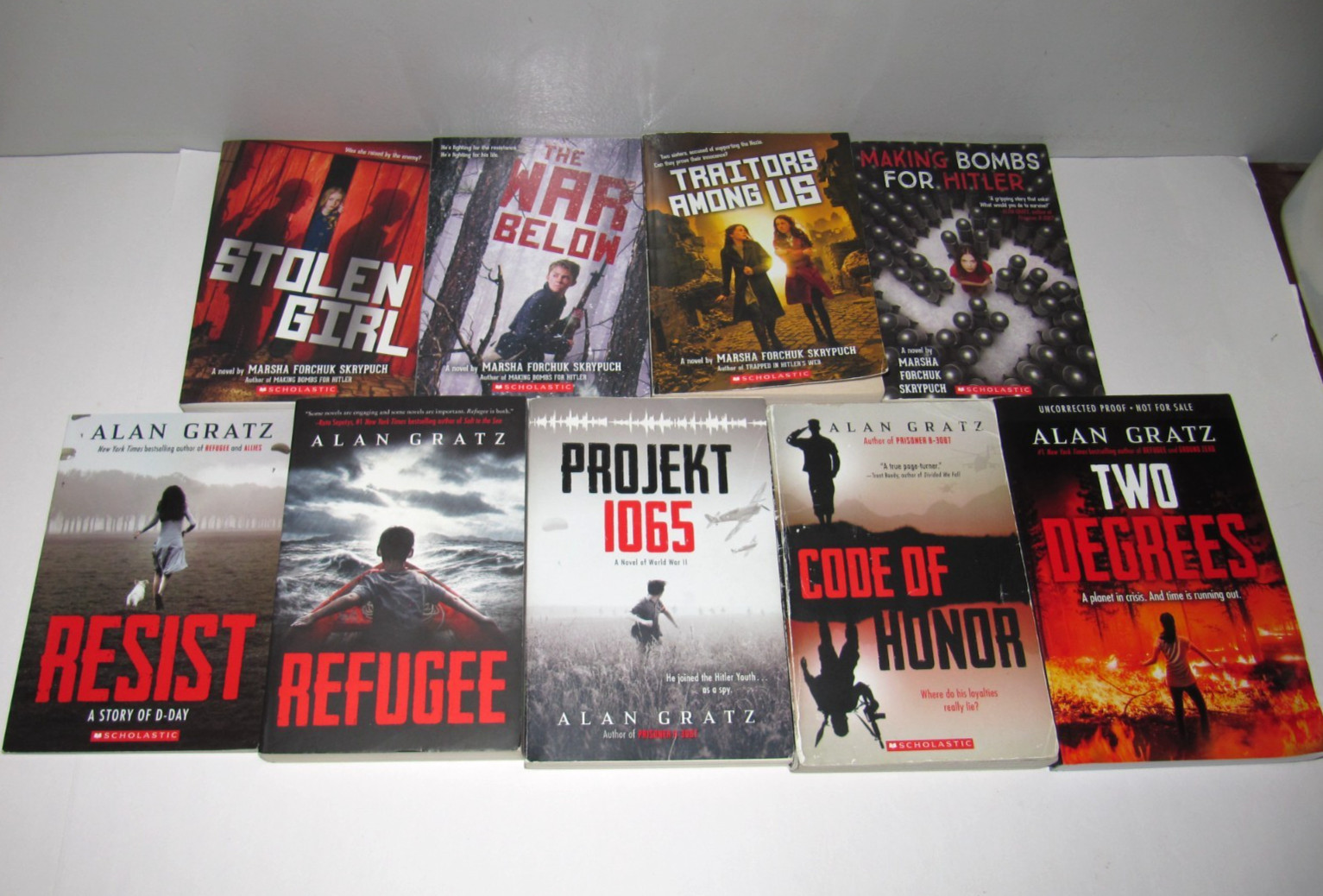 Lot of 9 youth war/survival books by Alan Gratz & Marsha Forchuk Skrypuch TPB
