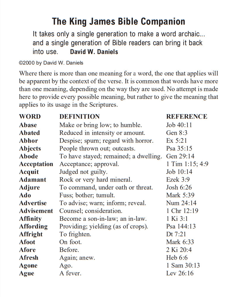 KING JAMES BIBLE COMPANION | DAVID W DANIELS | 24 PAGES | 600 WORDS | 100 PACK