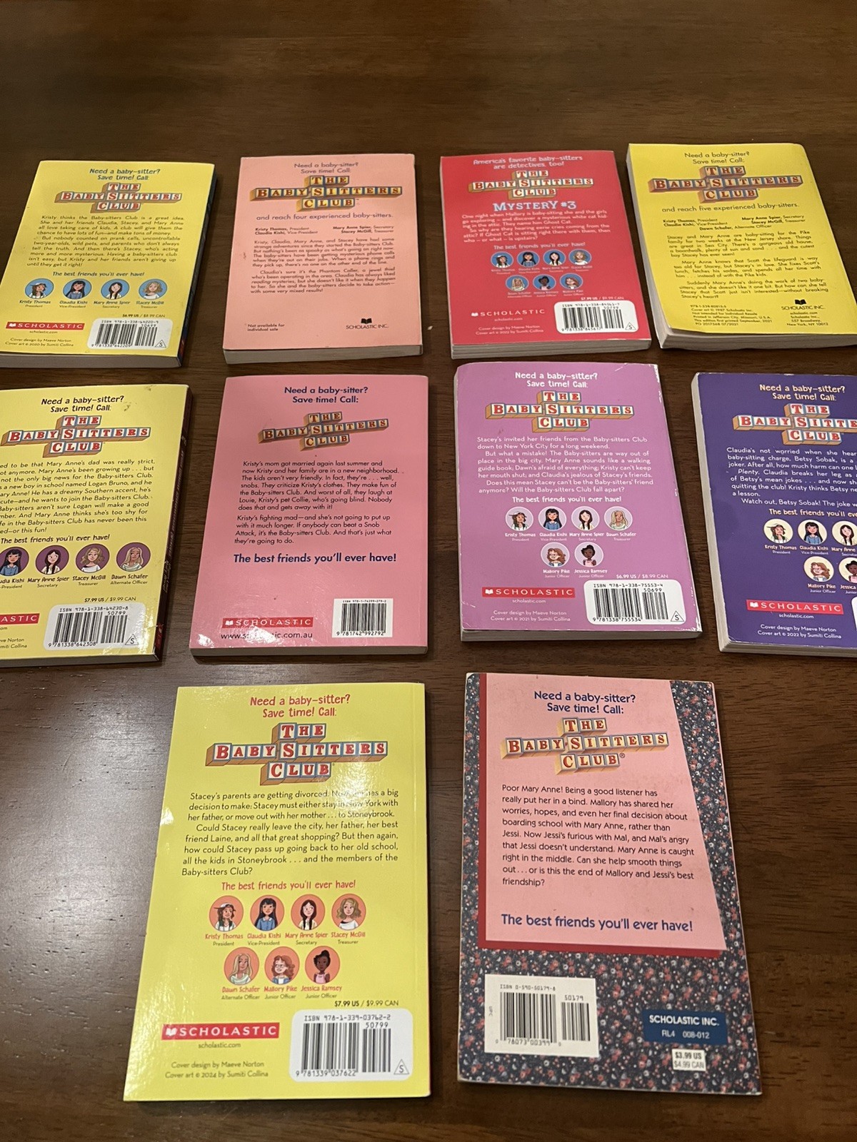 Baby-Sitters Club PB Lot of 10 Books Ann M Martin #1,2,3,8,10,11,18,19,28,125