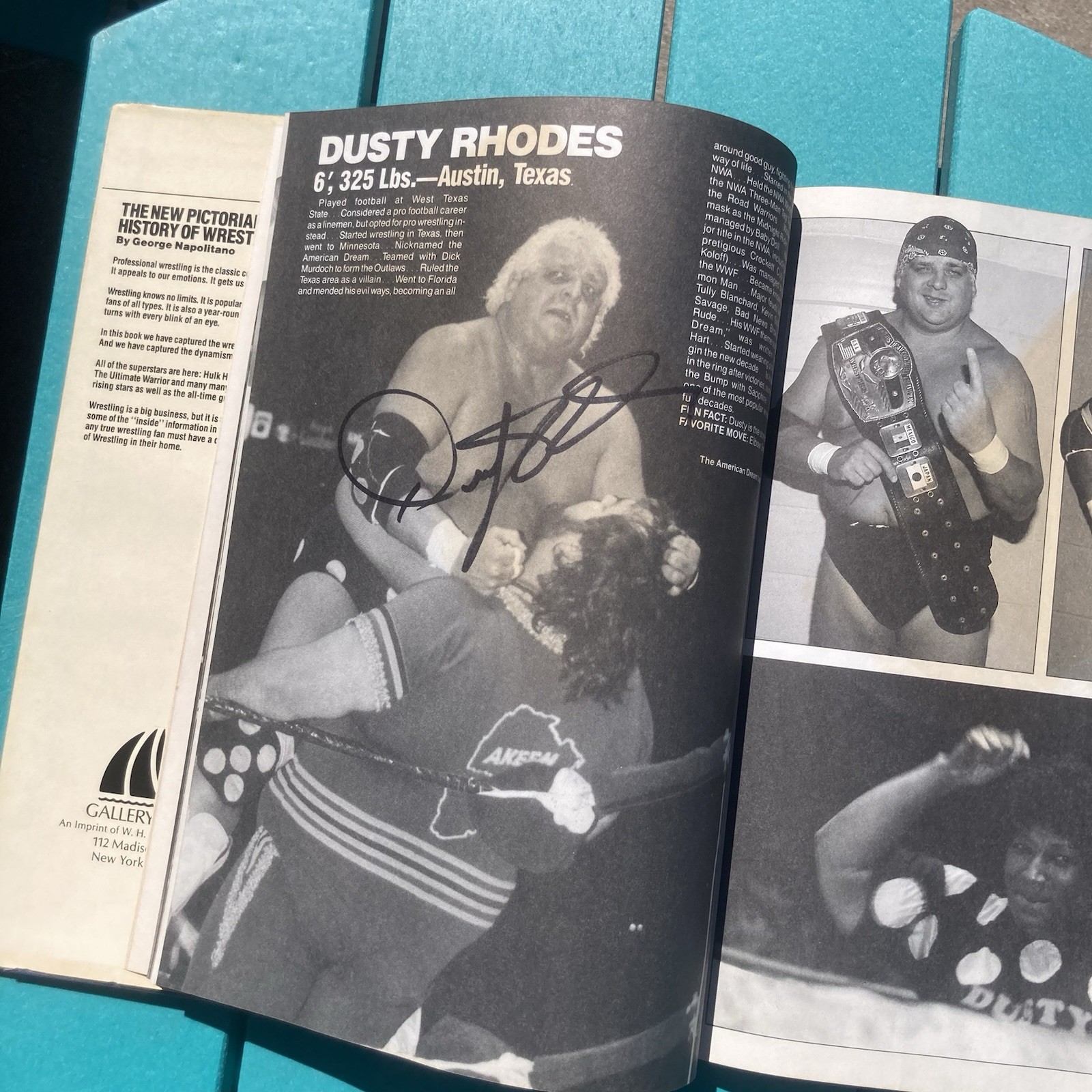 The New Pictorial History of Wrestling Hardcover Signed By Dusty Rhodes