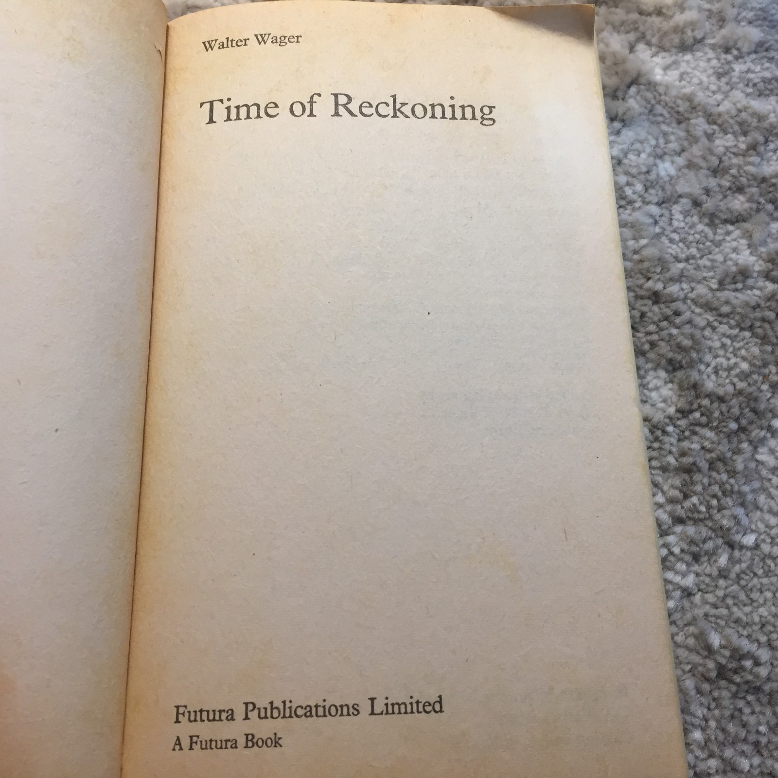 Time Of Reckoning Psychological Thriller Paperback Book by Walter Wagner 1978
