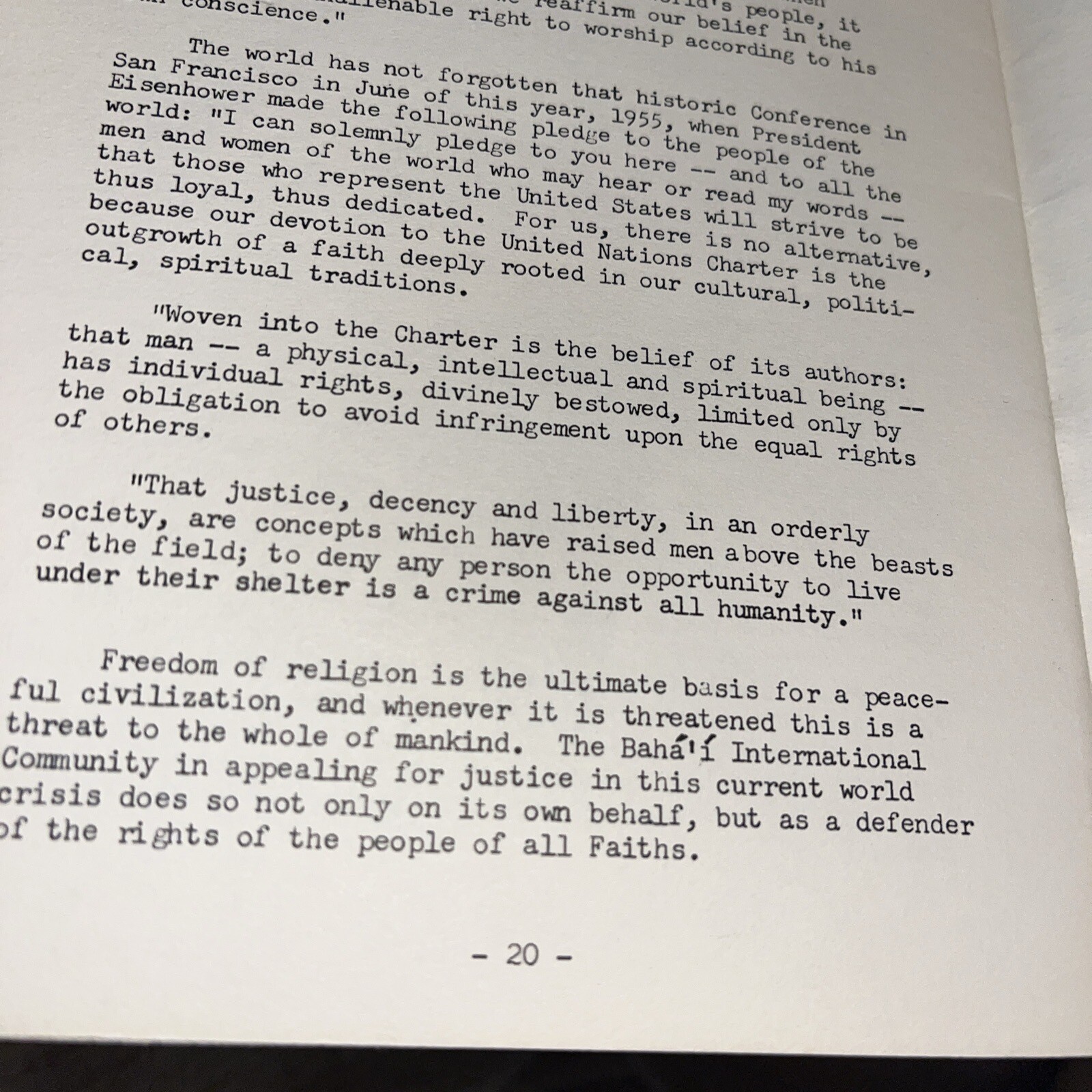 THE Baha’i Appeal For Religious Freedom In Iran 1956 Booklet 20 Pages