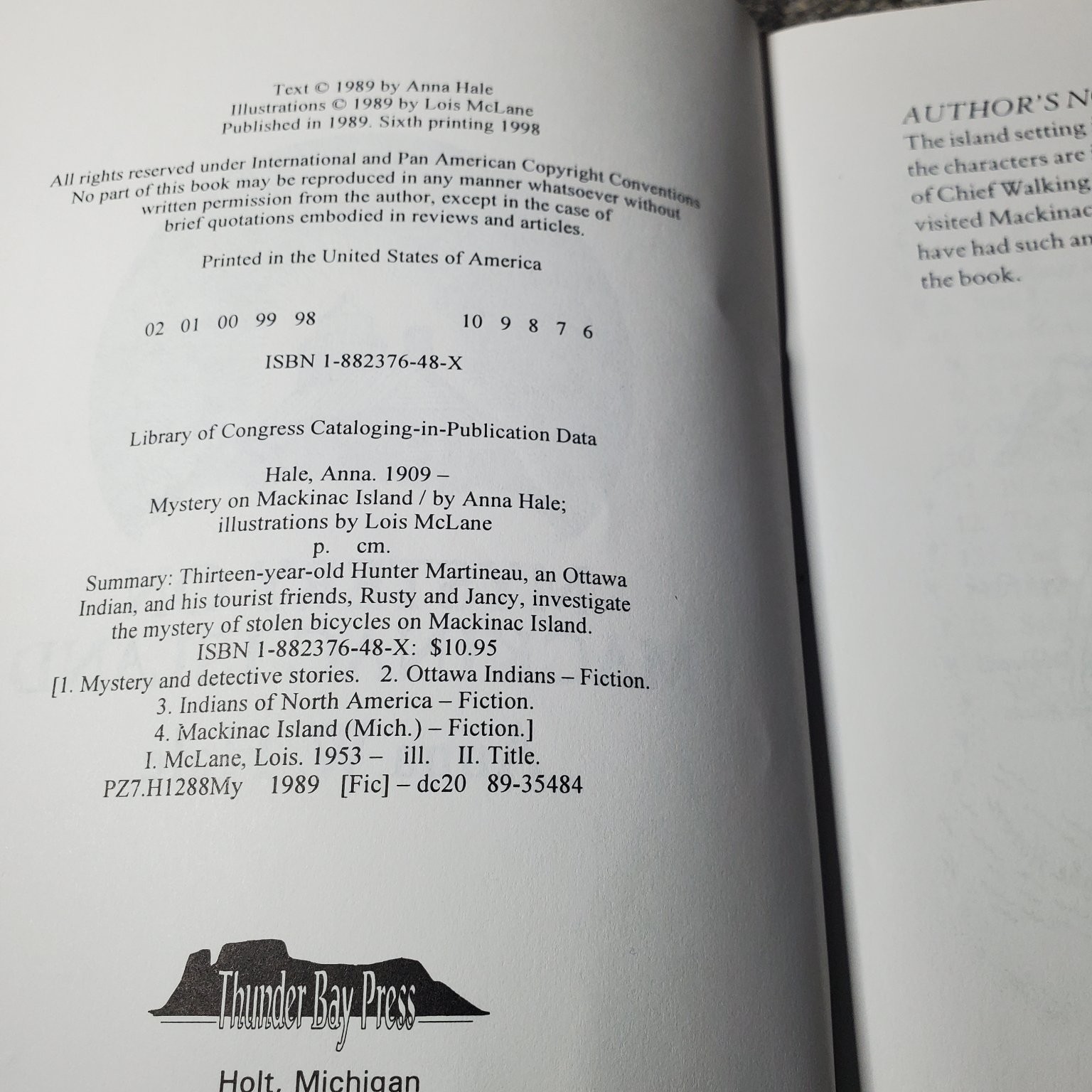 Mystery on Mackinac Island Anna W. Hale 1989 Illustrated Thunder Bay