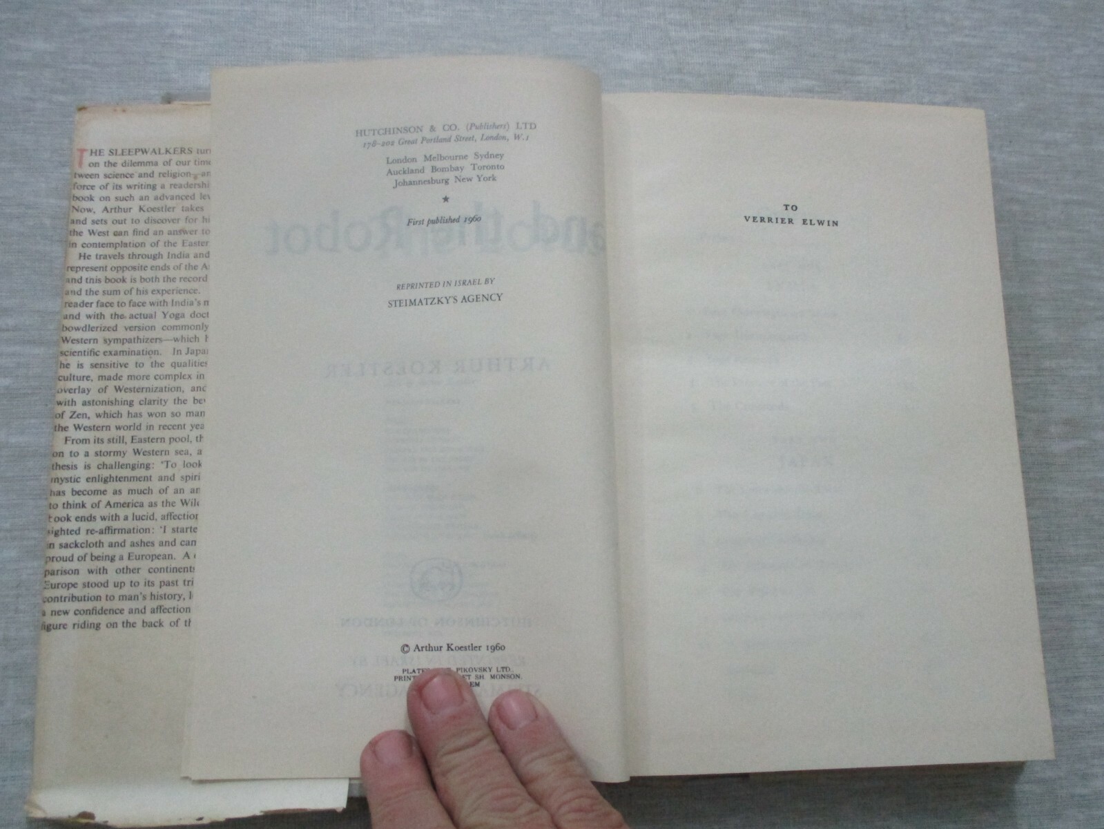 The Lotus & the Robot,Arthur Koestler,h/c,1st Englsih edit.,Israel, 1960. cs2100