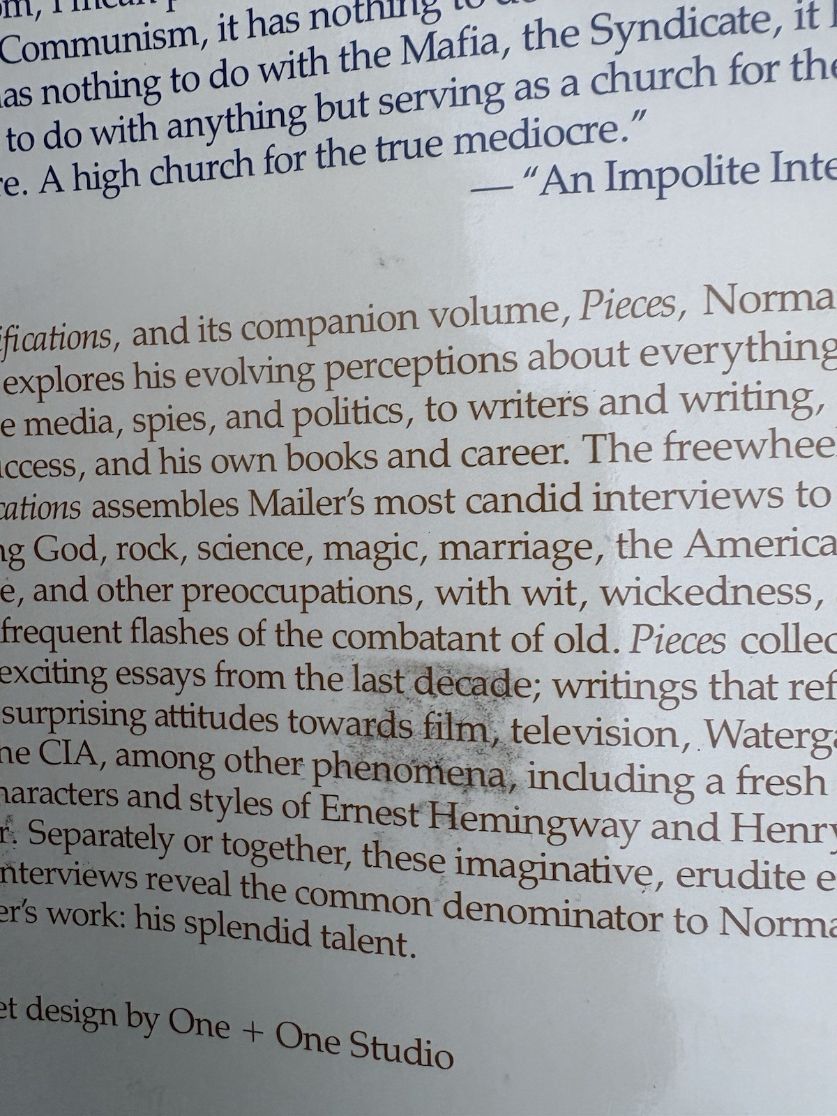PONTIFICATIONS: INTERVIEWS By Norman Mailer GUC, free shipping