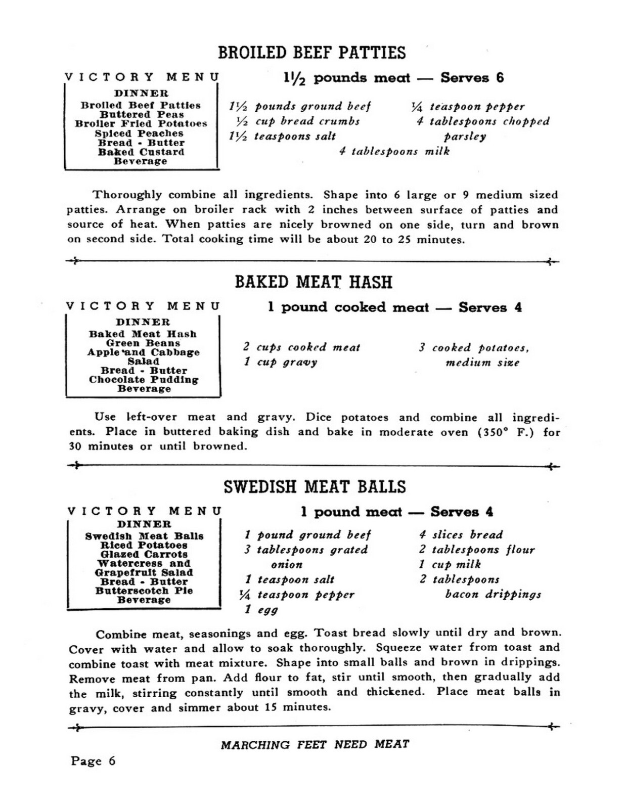 1943 Victory Meat Extenders Recipe Cook Book (39 page)