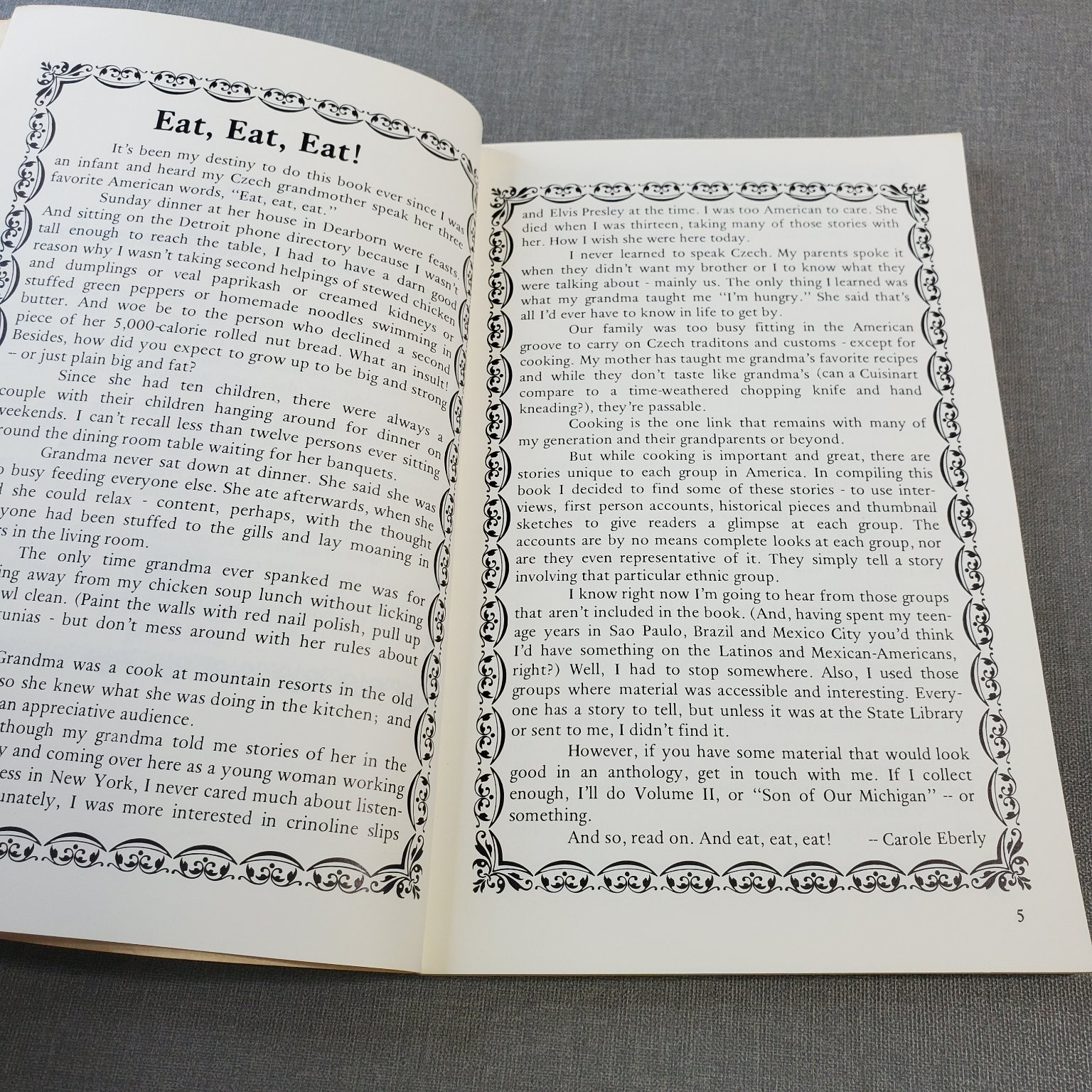Our Michigan Ethnic Tales & Recipes Carole Eberly 1976 Michigan Cookbook