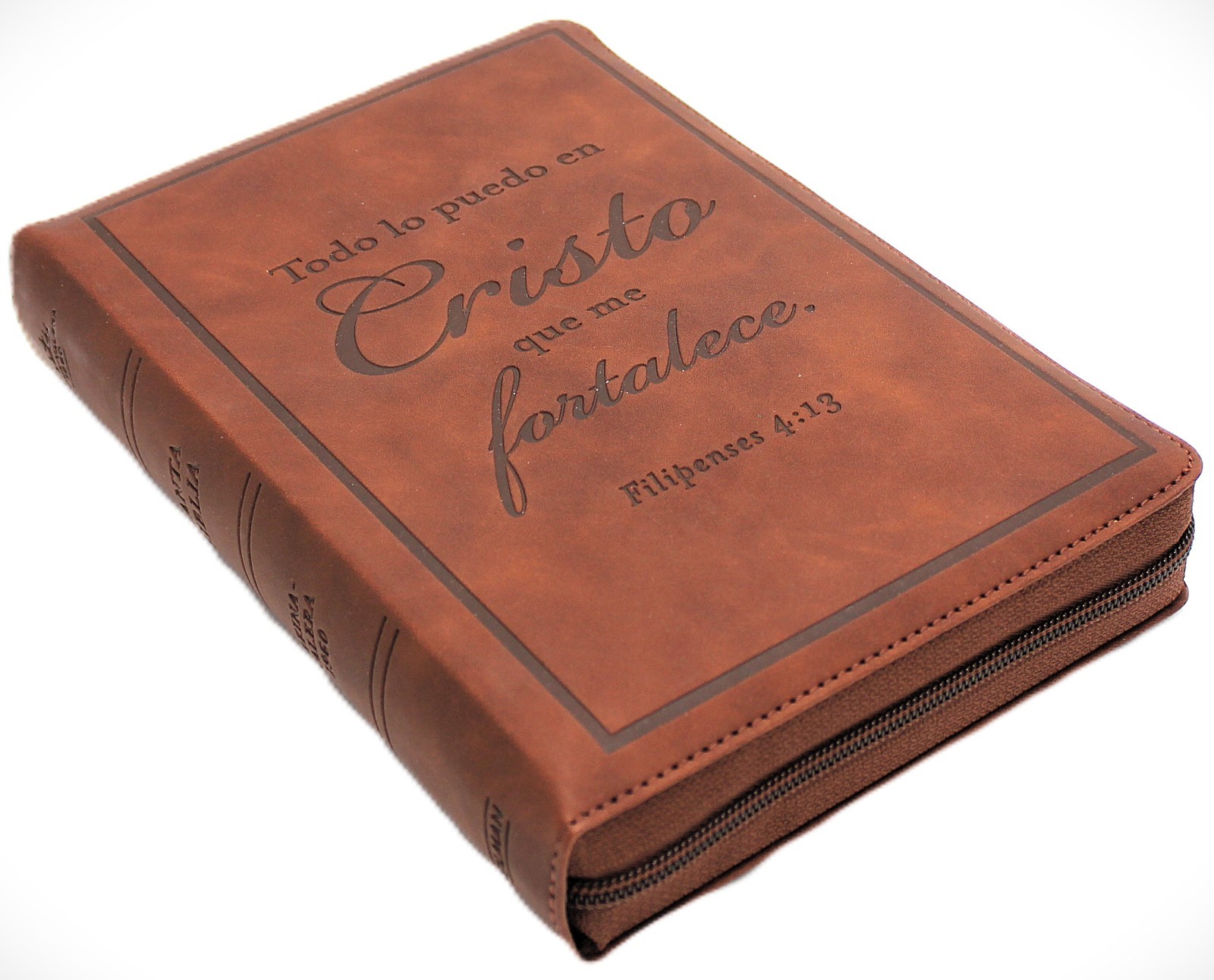 Biblia Reina Valera 1960 Letra Gigante cierre indice Cafe en Imitacion piel