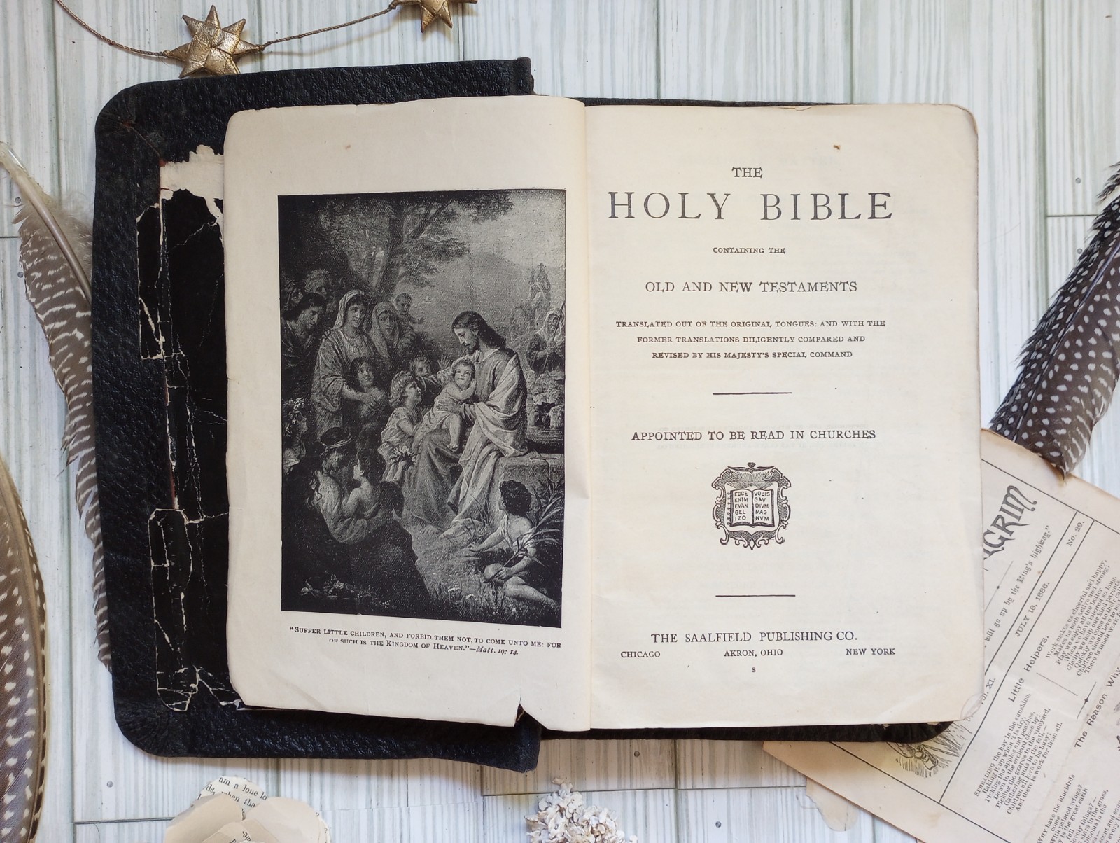 1896 Holy Bible S.S. Teachers Edition Antique Leather Saalfield Family Records